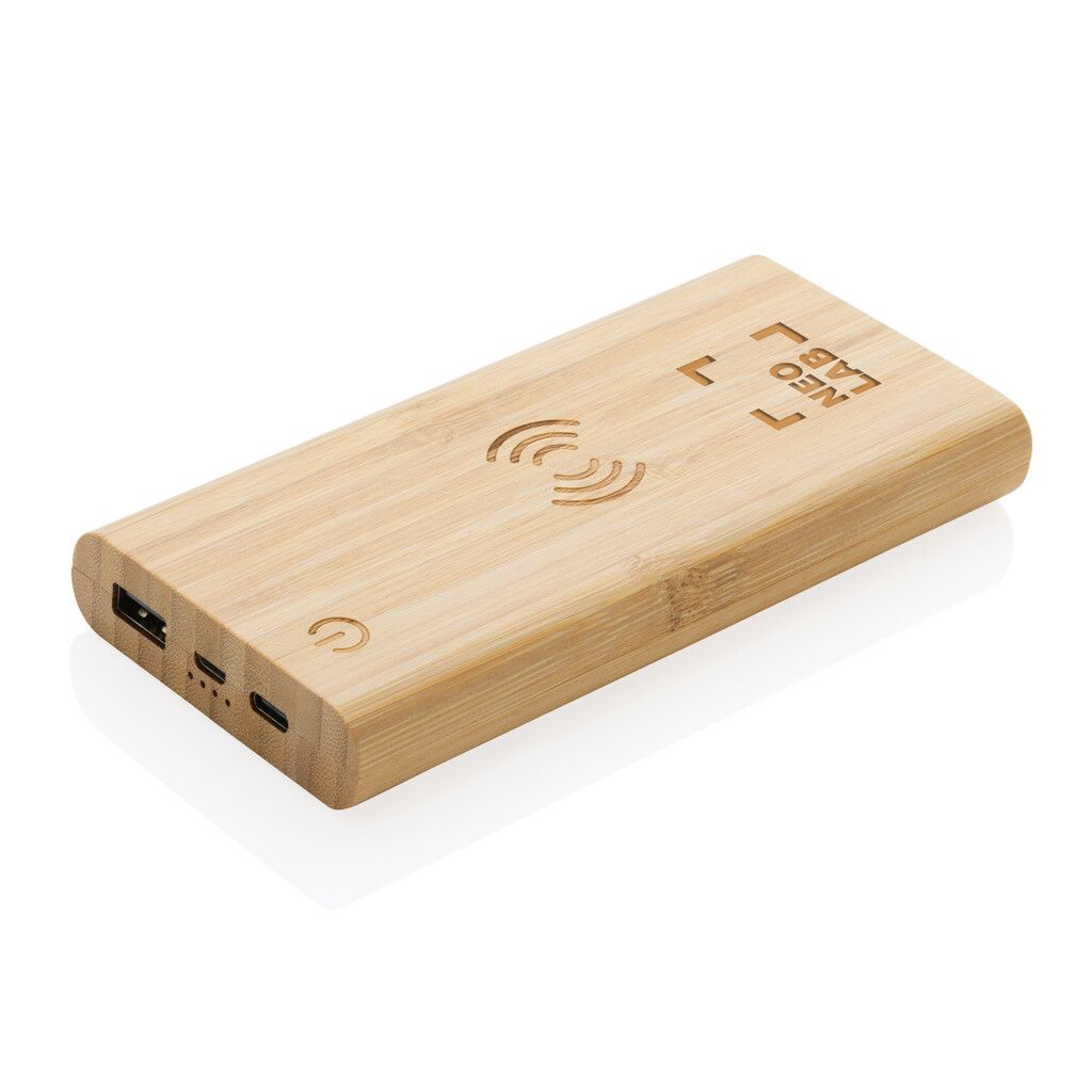 8.000mAh Bambus-Wireless-Powerbank - braun-255