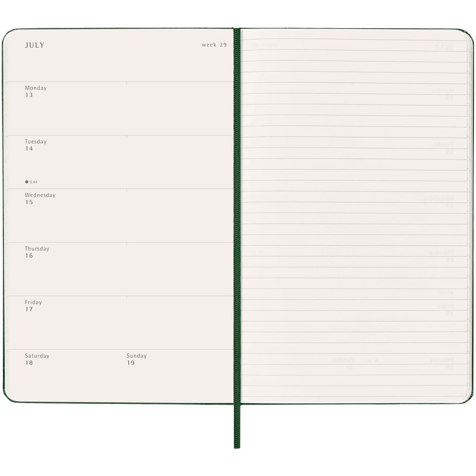 Moleskine Hardcover 12 Monate Wochenkalender L - myrtengrün-356