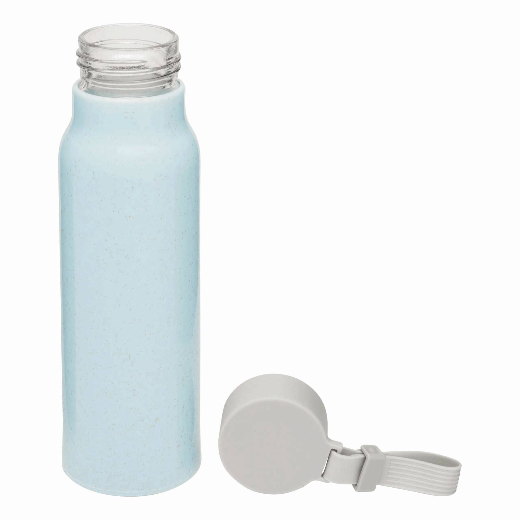 Glas-Trinkflasche ECO DRINK mit Ummantelung - blau-36