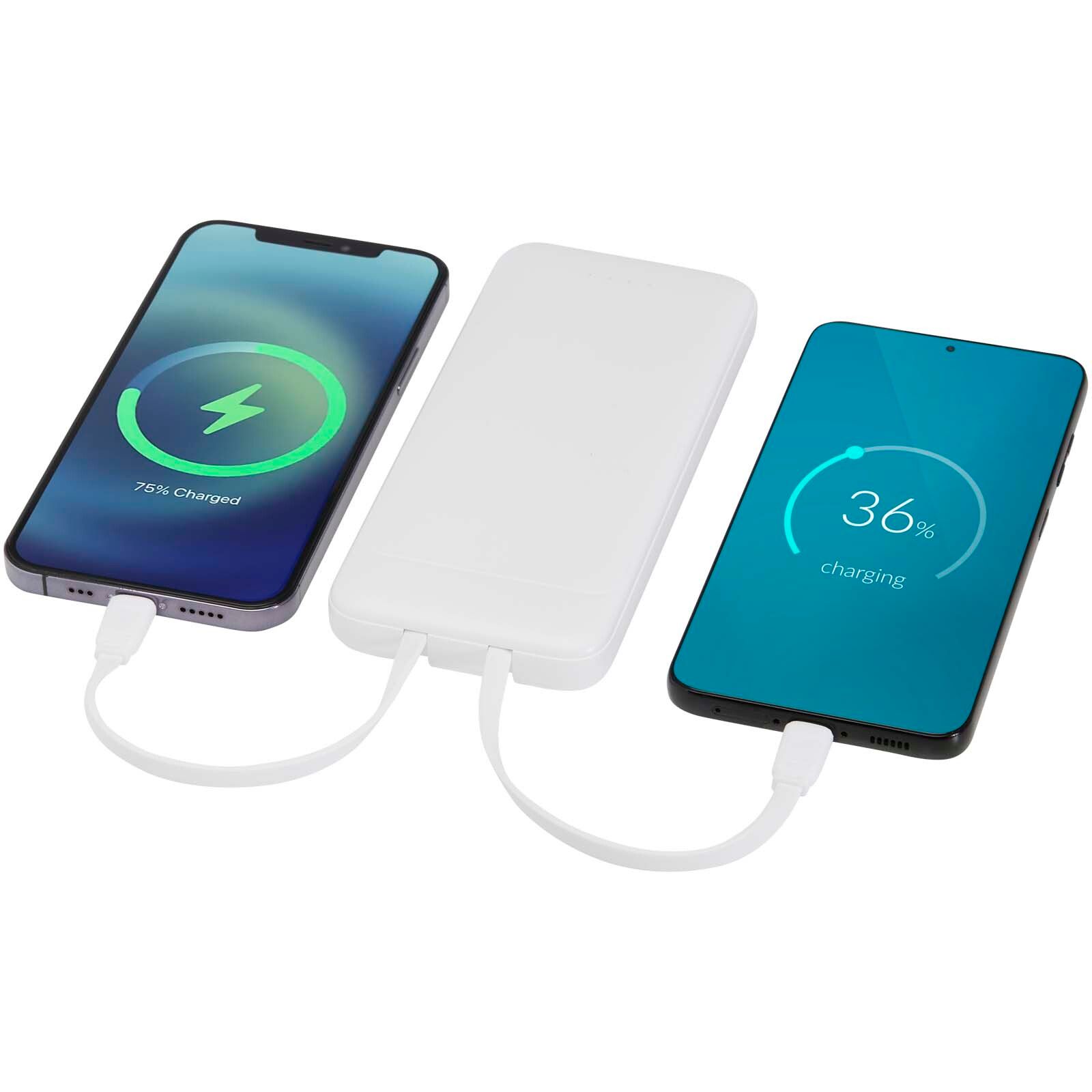 Adhil 10 W 10.000 mAh Powerbank aus recyceltem Kunststoff mit 2 integrierten Kabeln - weiss-242