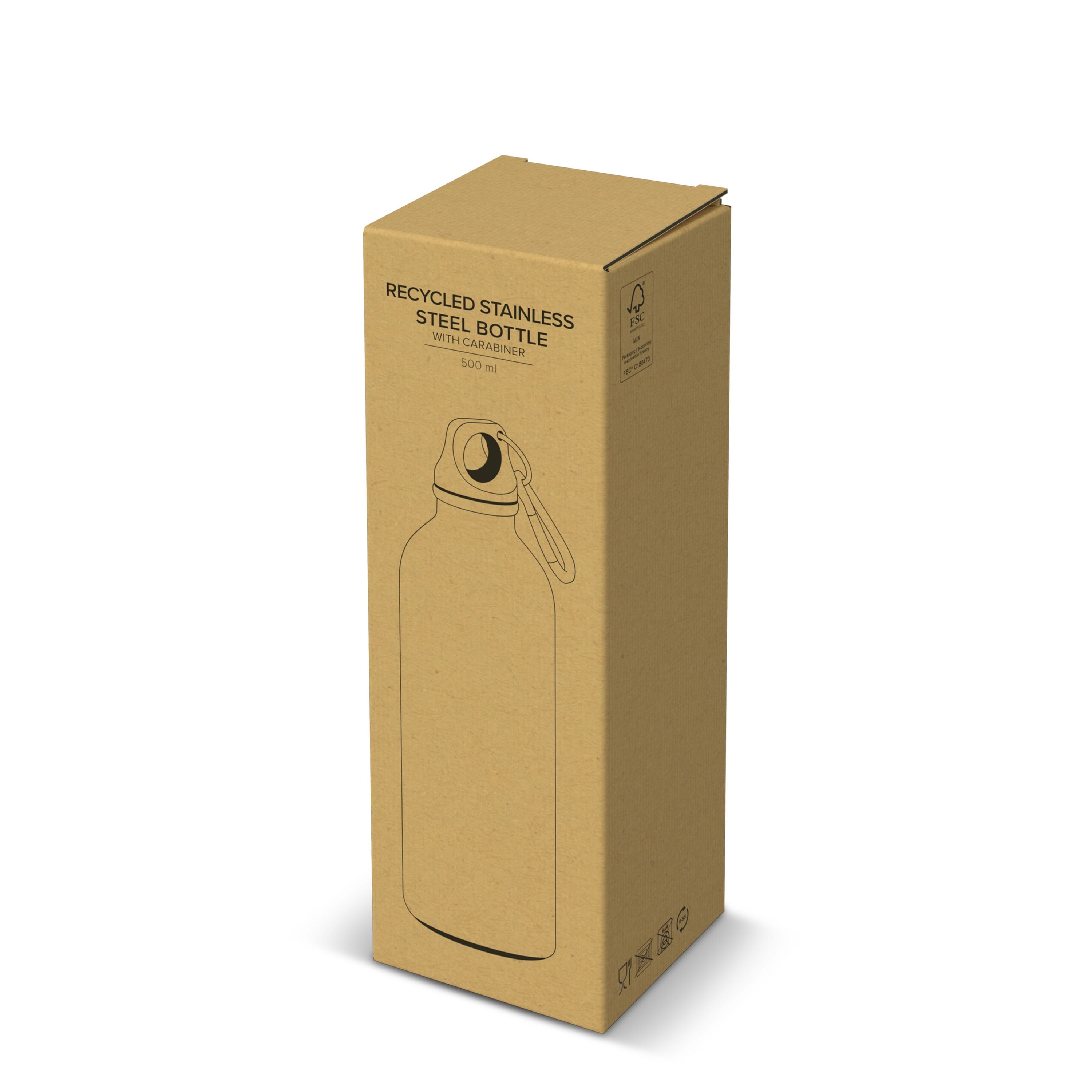 R-Edelstahl einwandige Flasche mit Karabiner 500 ml - dunkelblau-825
