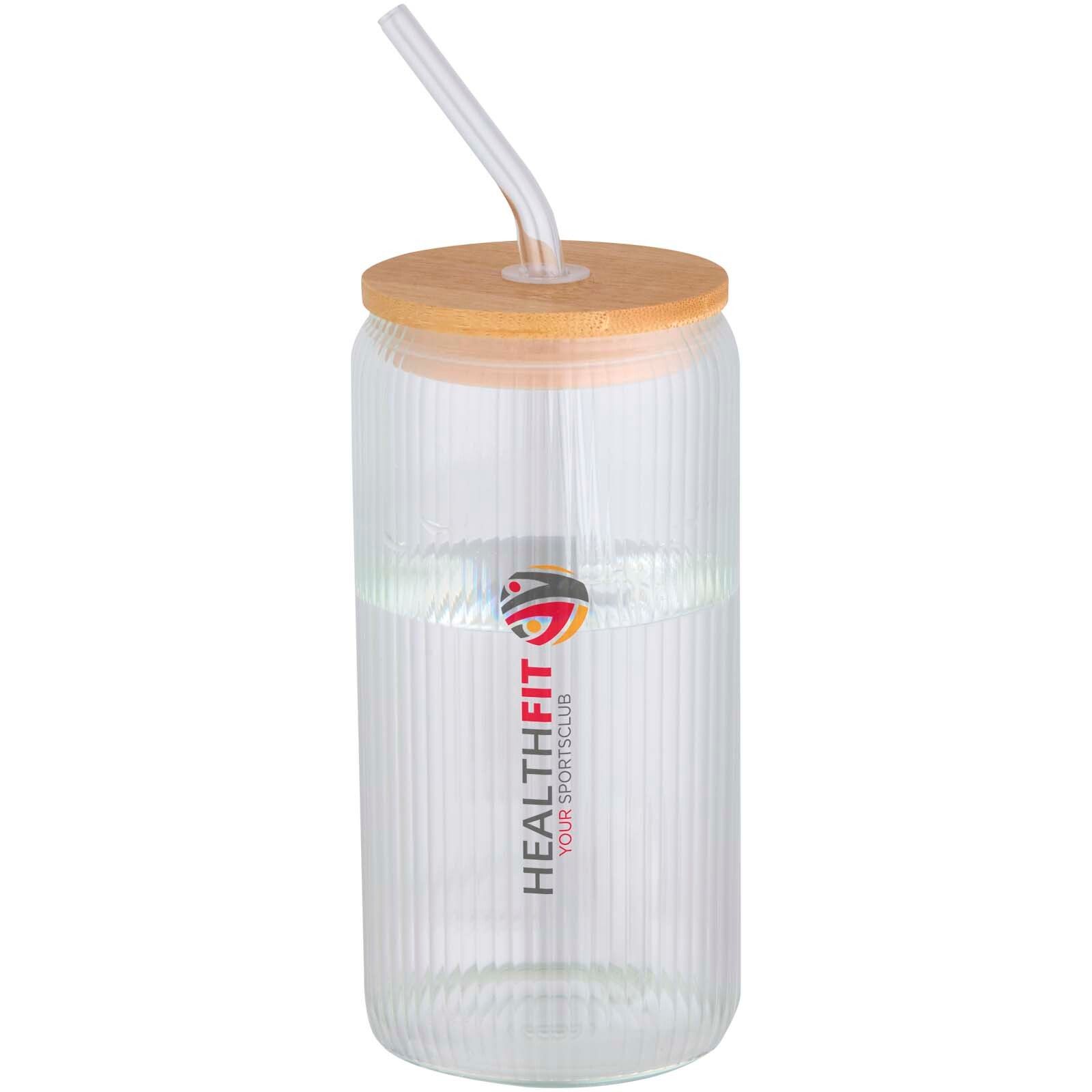 Mirage 500 ml einwandiges Glas aus Borosilikatglas mit Bambusdeckel - transparent-598