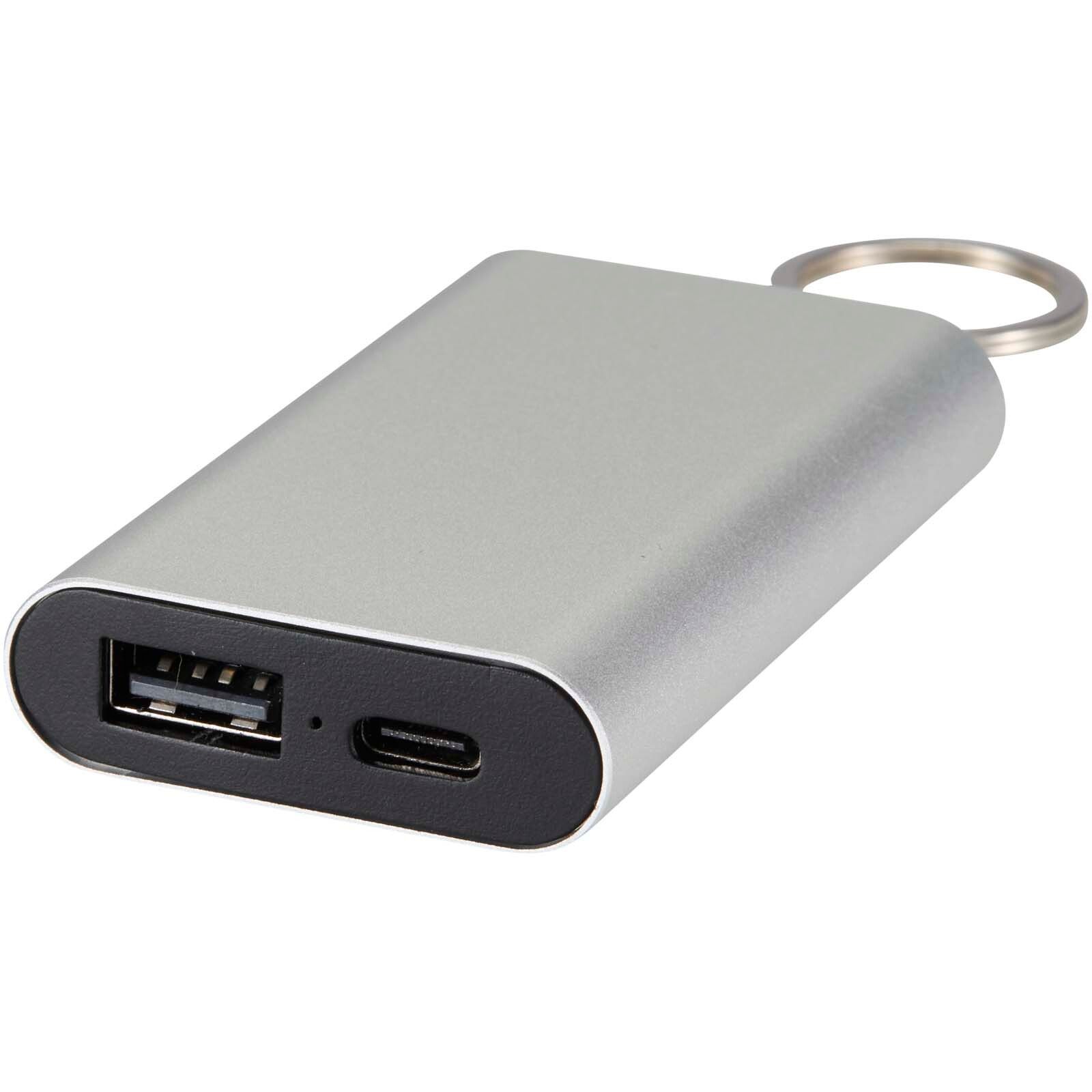 Arcturus 2000 mAh Powerbank aus recyceltem Aluminium mit Schlüsselanhänger - silber-692