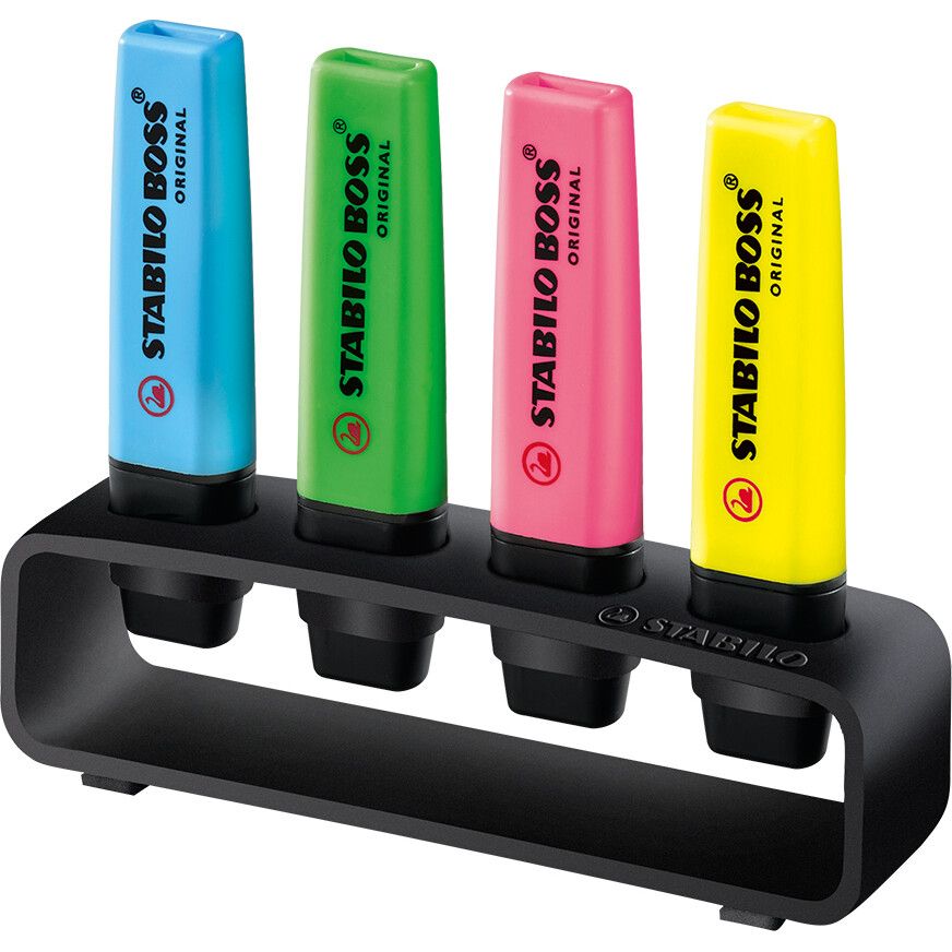 STABILO BOSS ORIGINAL 4er Tisch-Set Leuchtmarkierer - schwarz-38