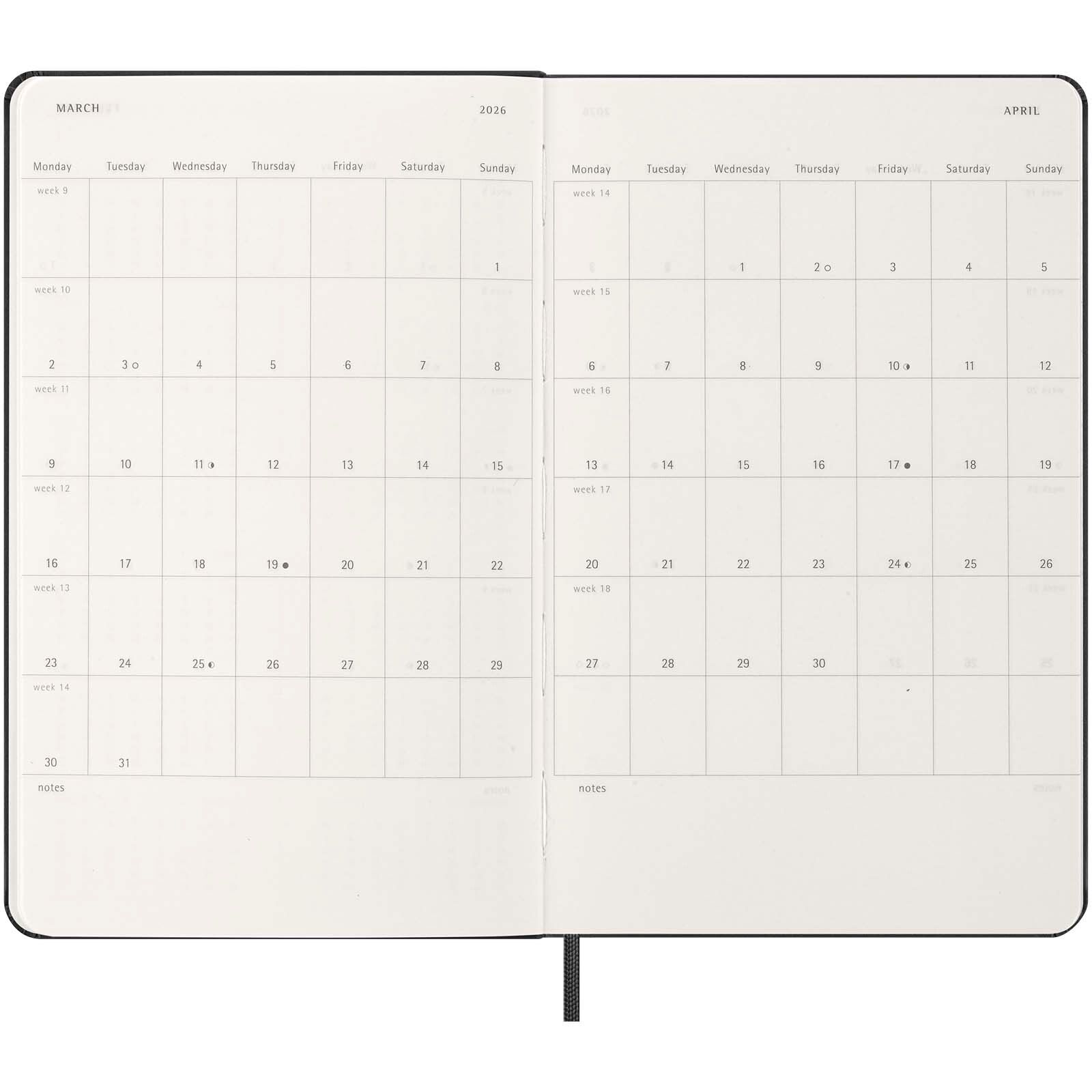 Moleskine Hardcover 12 Monate Wochenkalender L vertikal - schwarz-242