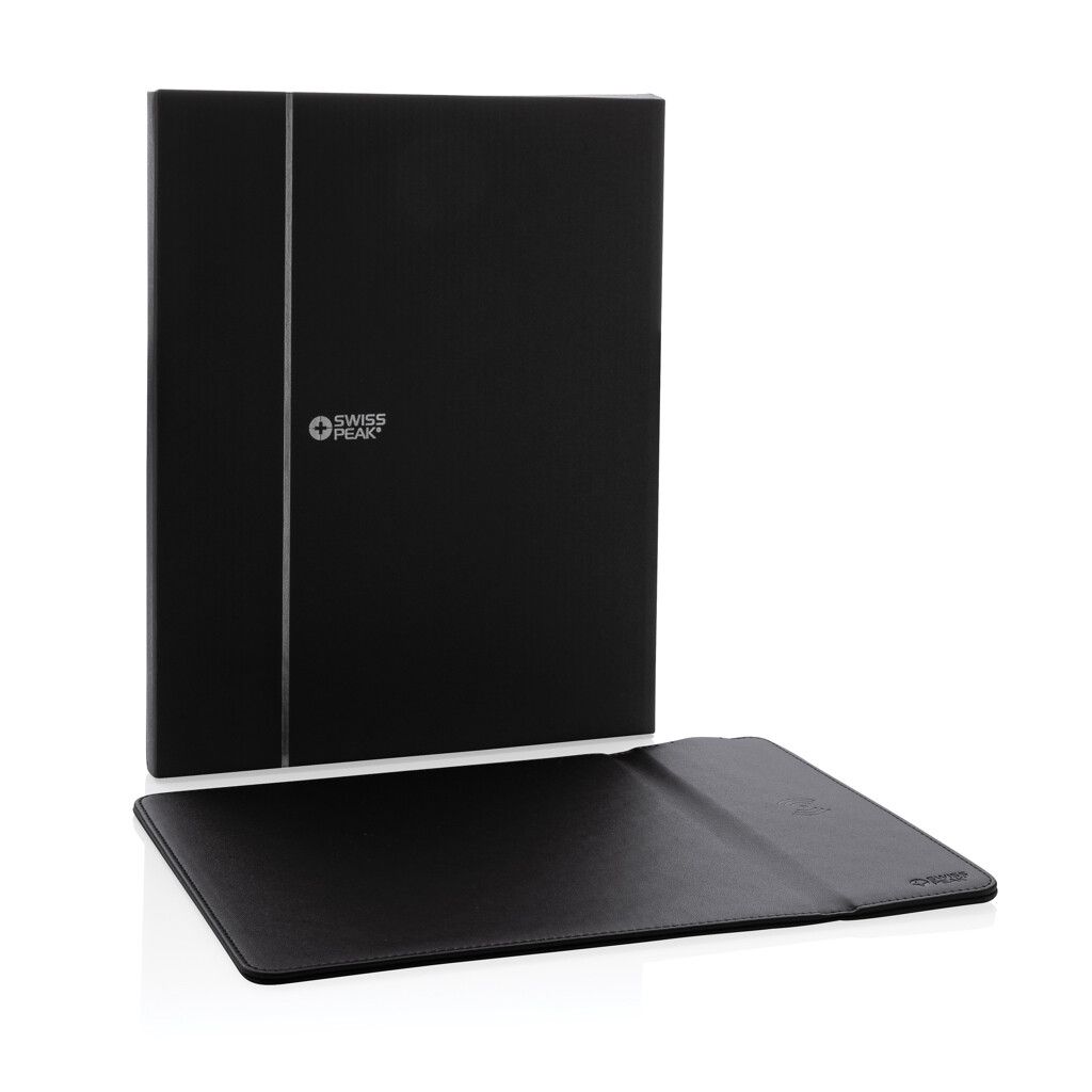 Swiss Peak RCS recyceltes 10W Wireless-Charging PU Mauspad - schwarz-524