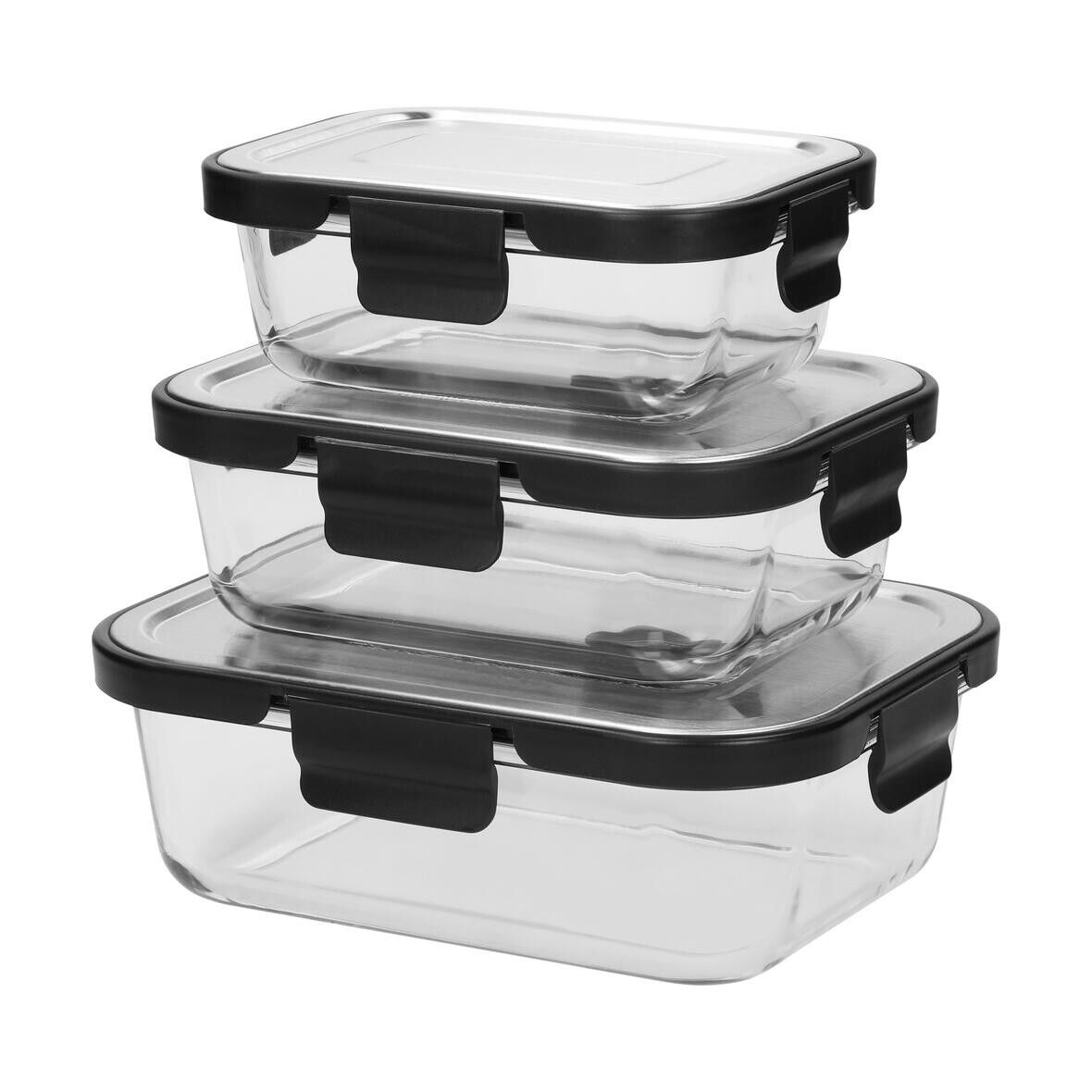 Glasbox LOKA, 640 ml - schwarz - transparent-433