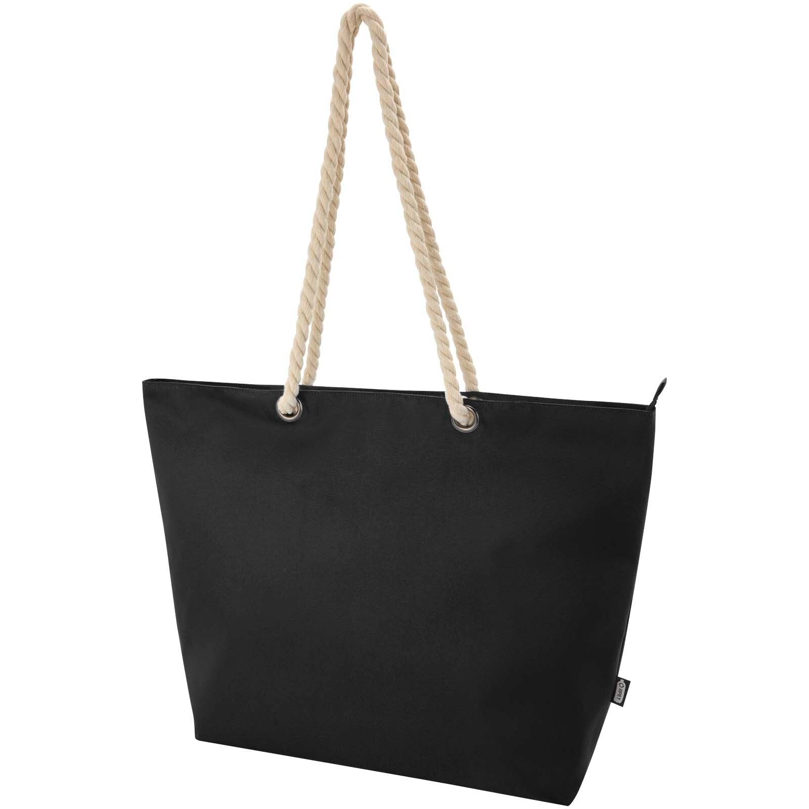 Panama Strandkühltasche mit Kordelgriffen aus recyceltem GRS-Material, 23L - schwarz-175