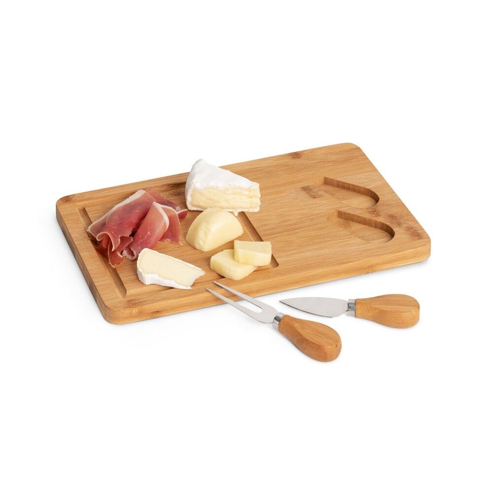 WOODS Käsebrett aus Bambus mit 2 Utensilien aus Edelstahl - natur-43