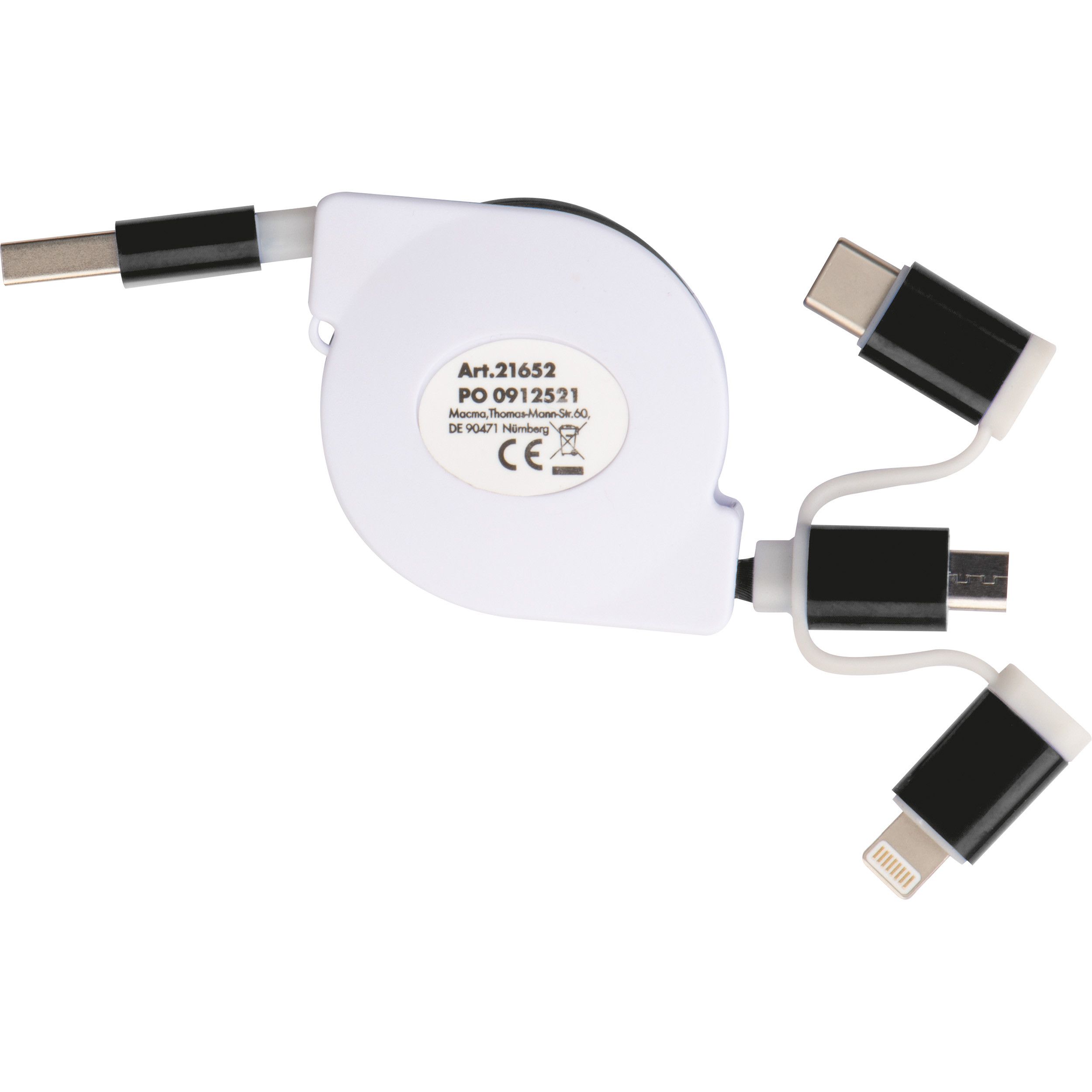 Ausziehbares Ladekabel 3in1 - schwarz-713