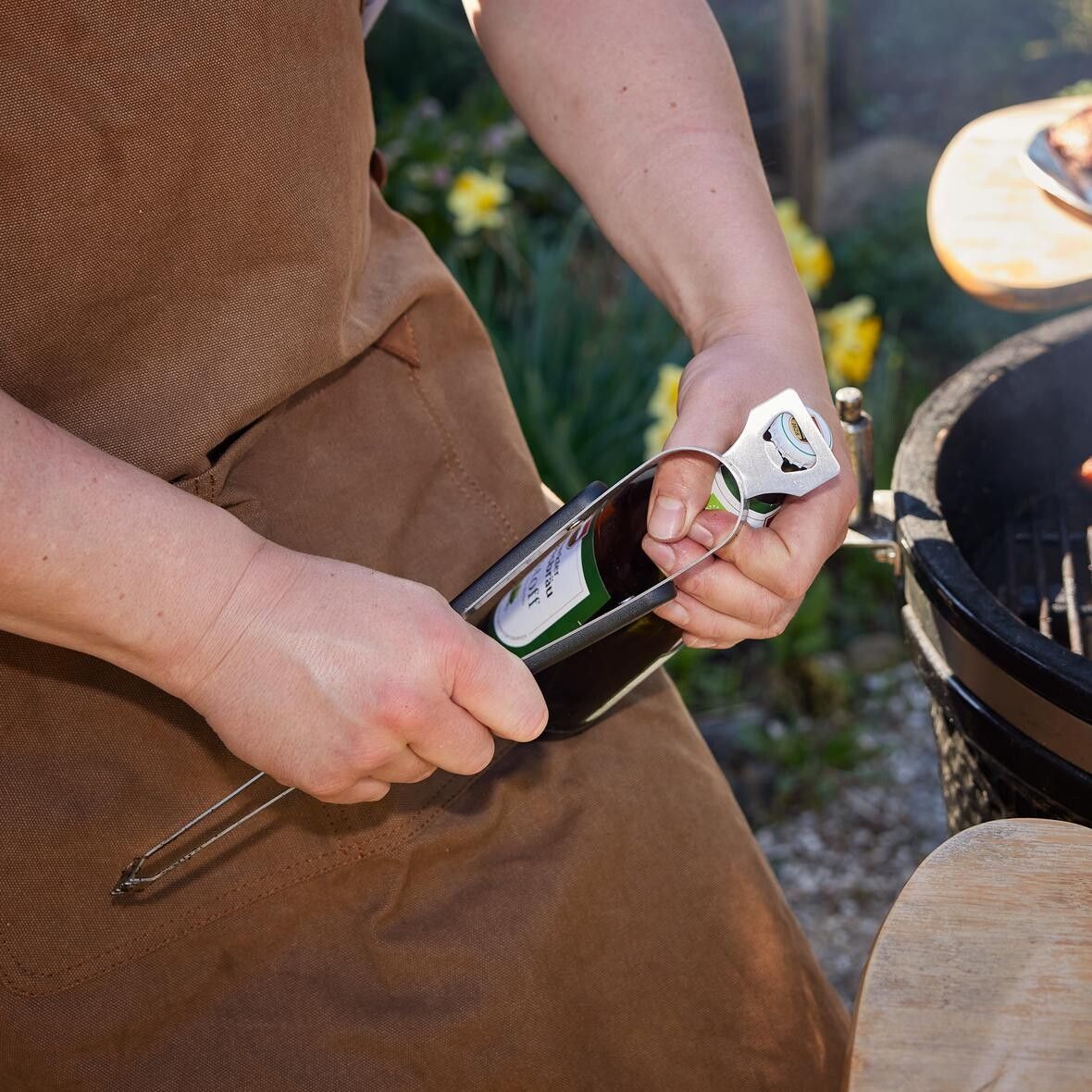 Grillzange Opener mit Kapselheber, 35 cm - grau-983