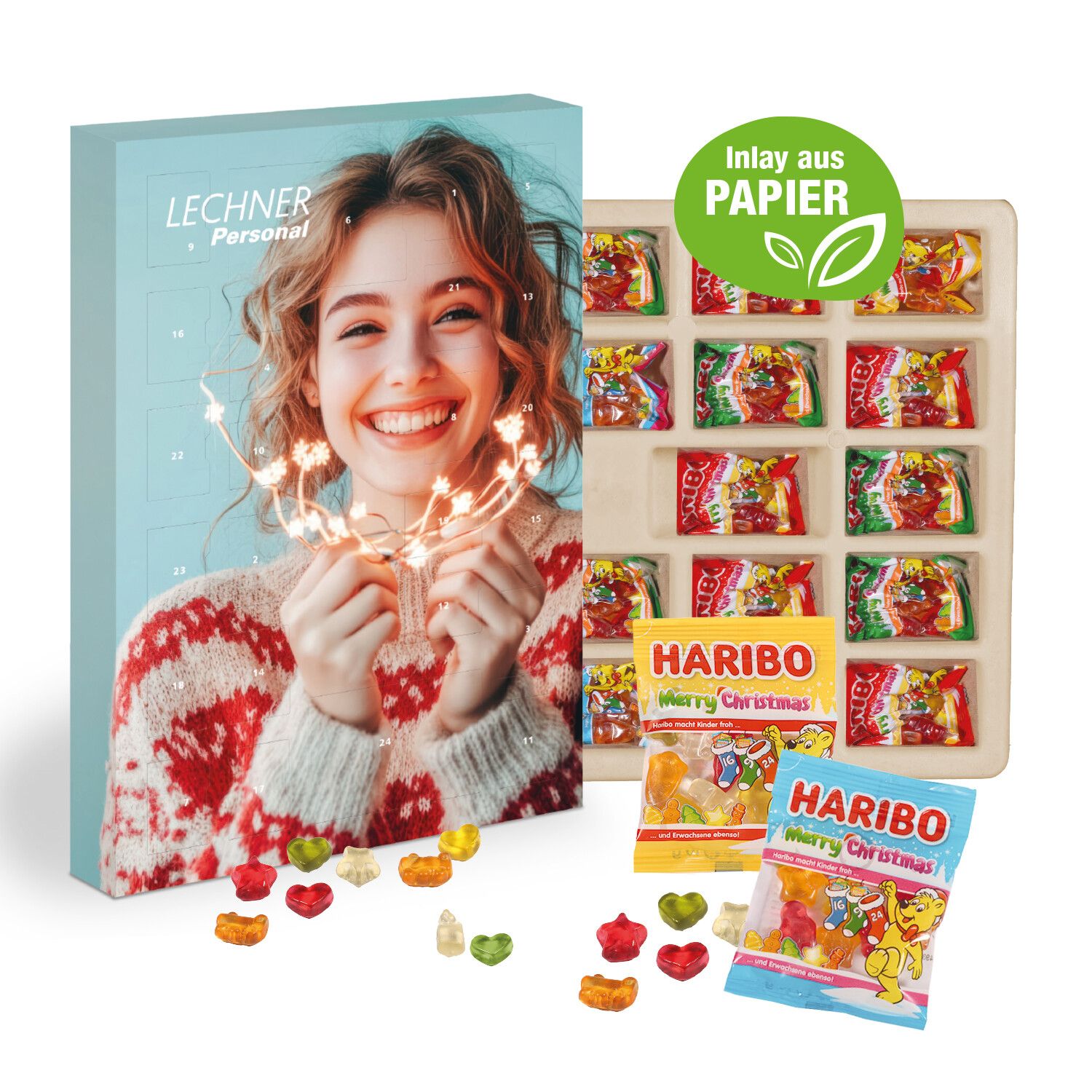 Adventskalender mit Haribo Fruchtgrummi, Inlay Aus Papier-537