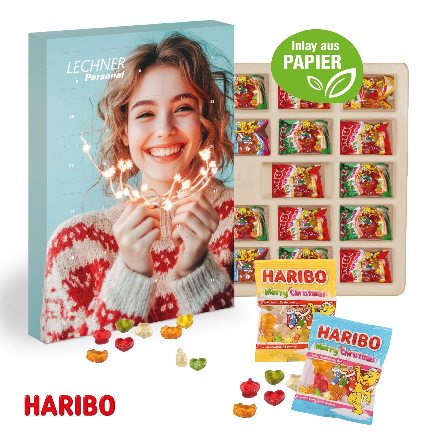 Adventskalender mit Haribo Fruchtgrummi, Inlay Aus Papier-537