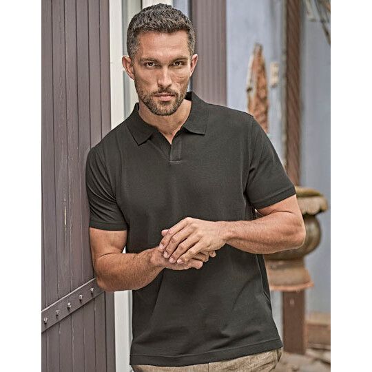 Luxury Stretch V-Neck Polo - navy-676