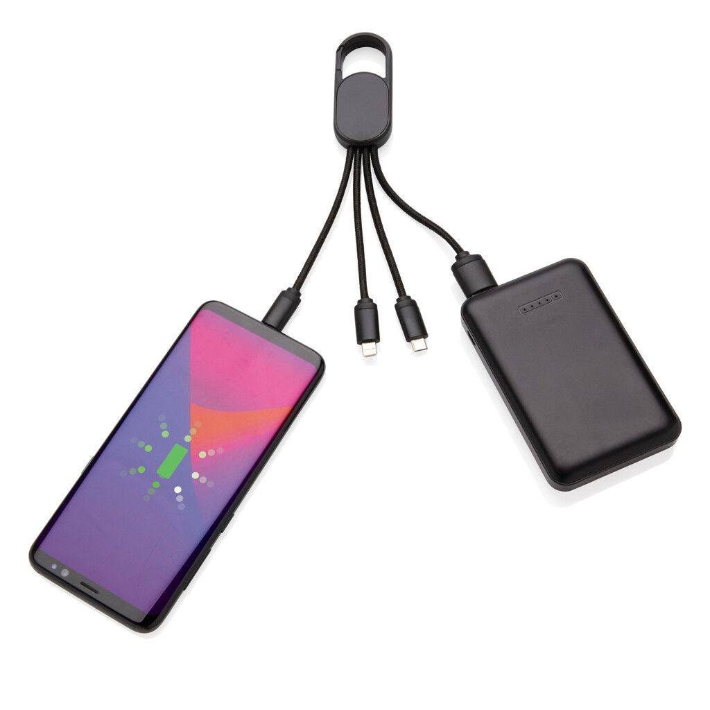 4-in-1 Kabel mit Karabiner-Clip - schwarz-247