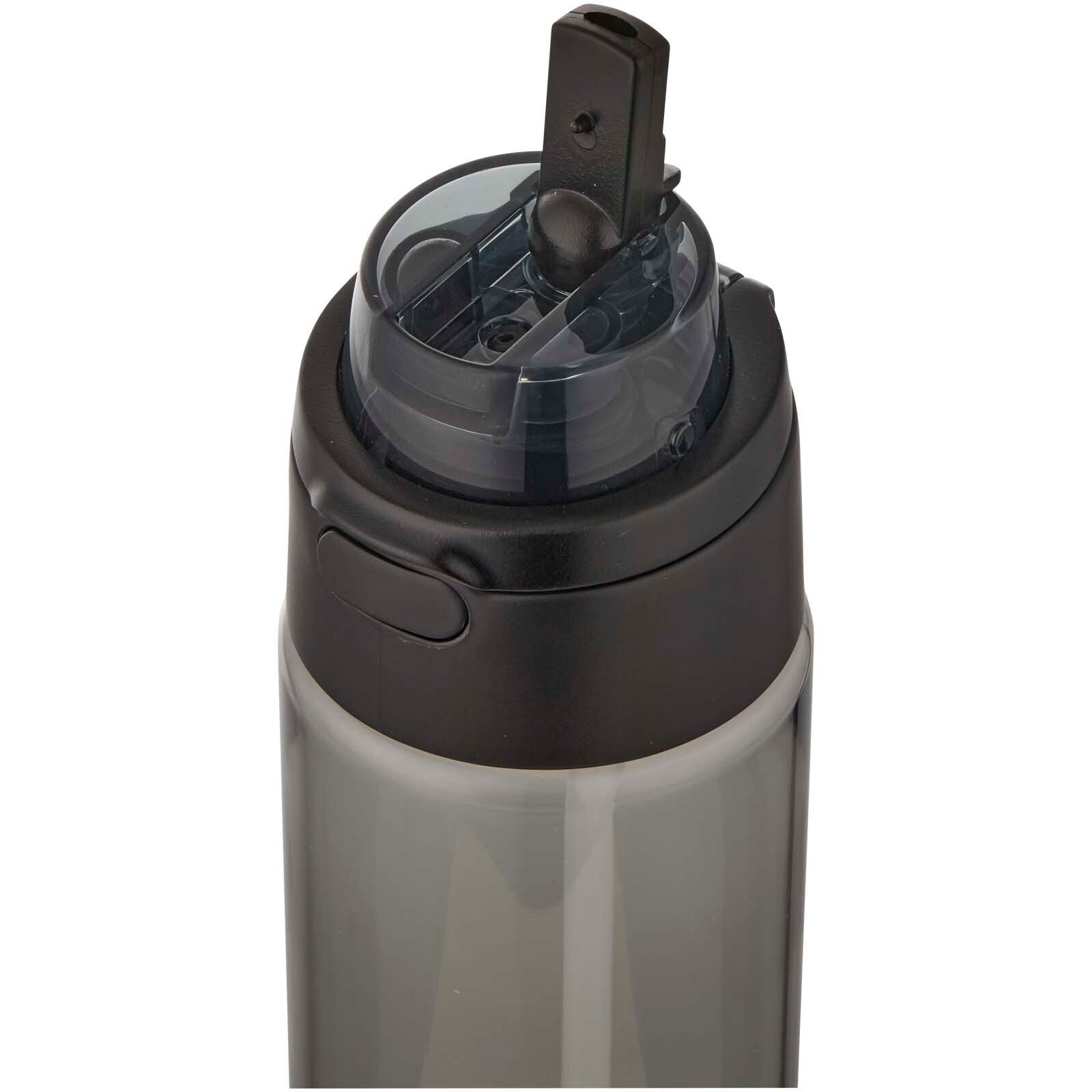 Theron 700 ml RCS Trinkflasche aus recyceltem Kunststoff mit Multifunktionsdeckel und Klappstrohhalm - schwarz-763