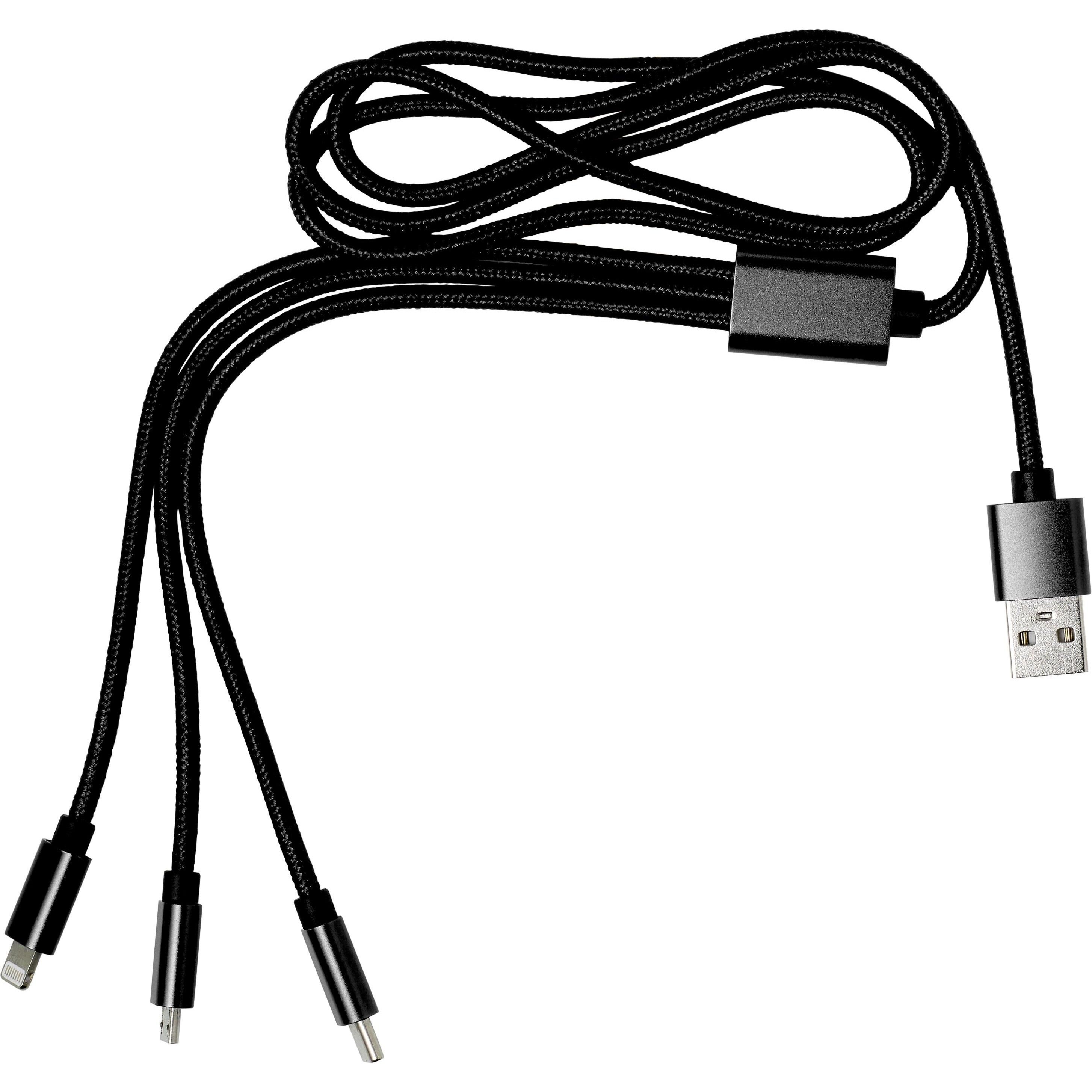 3-in-1 Ladekabel aus Nylon Felix - schwarz-752