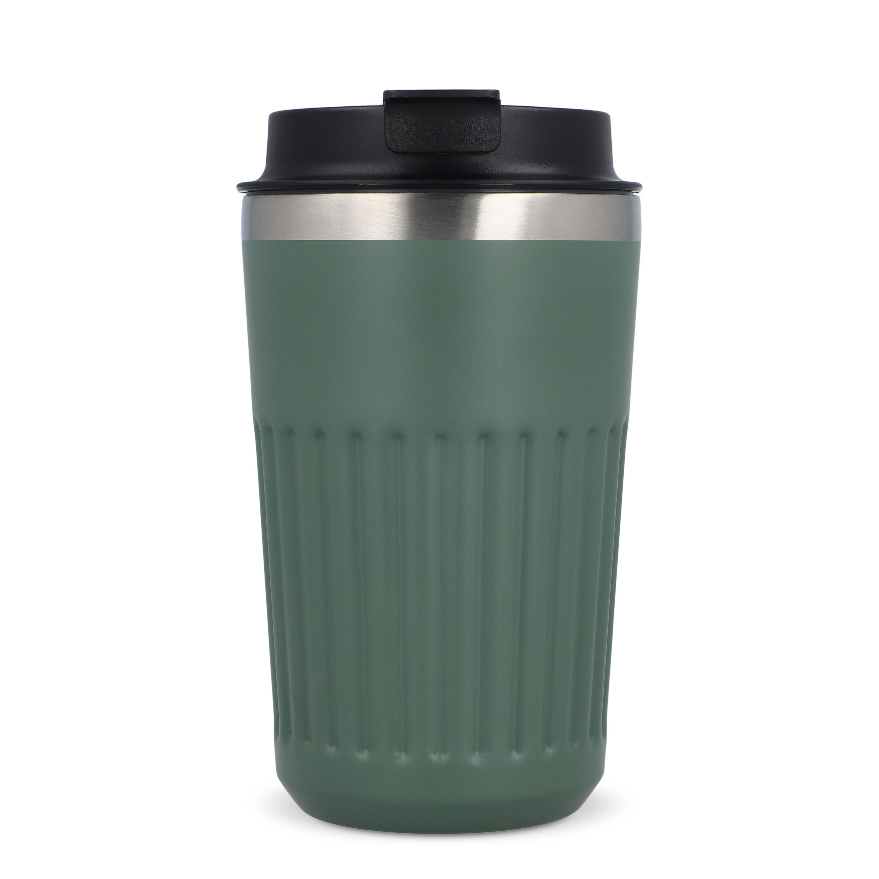 Recycelter Edelstahl-Thermobecher für Kaffee zum Mitnehmen, 400 ml - olivgrün-189