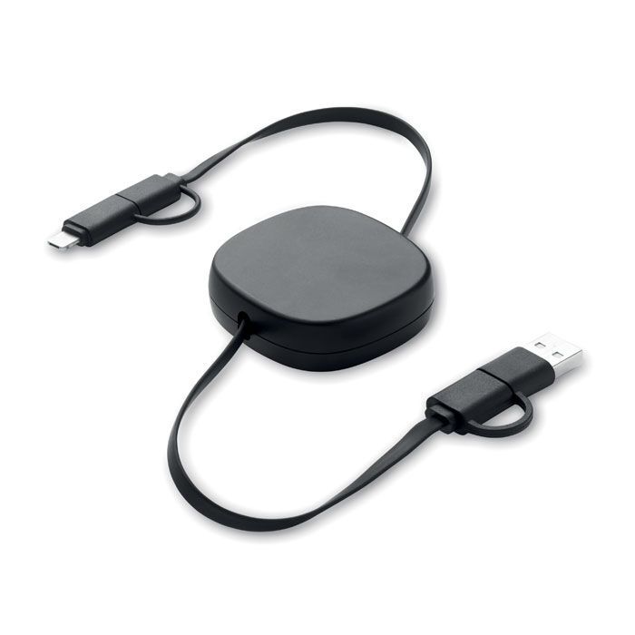 Einziehbares Ladekabel 60W LINEA - schwarz-865