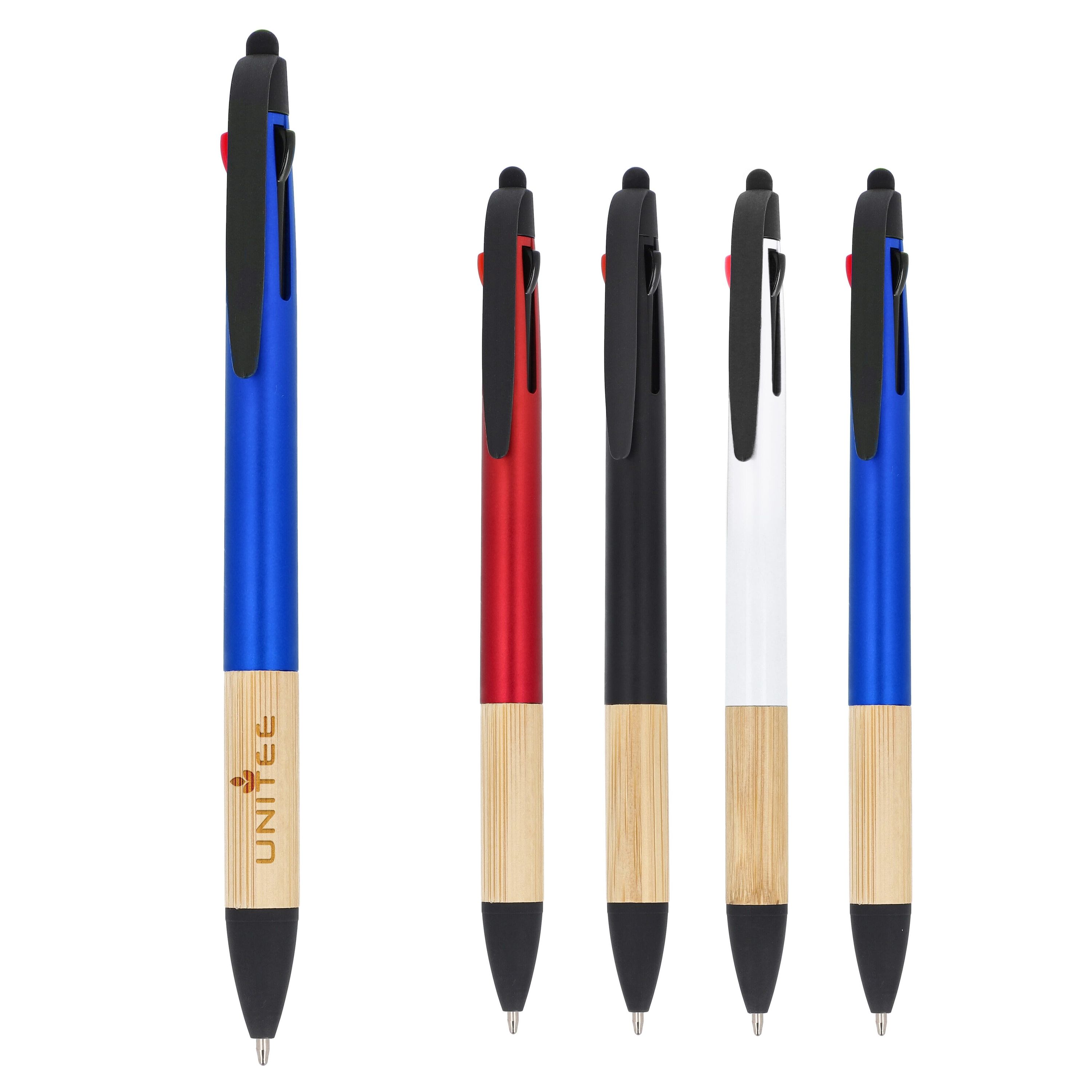 3-Farben-Stift mit Bambusgriff - weiss-730