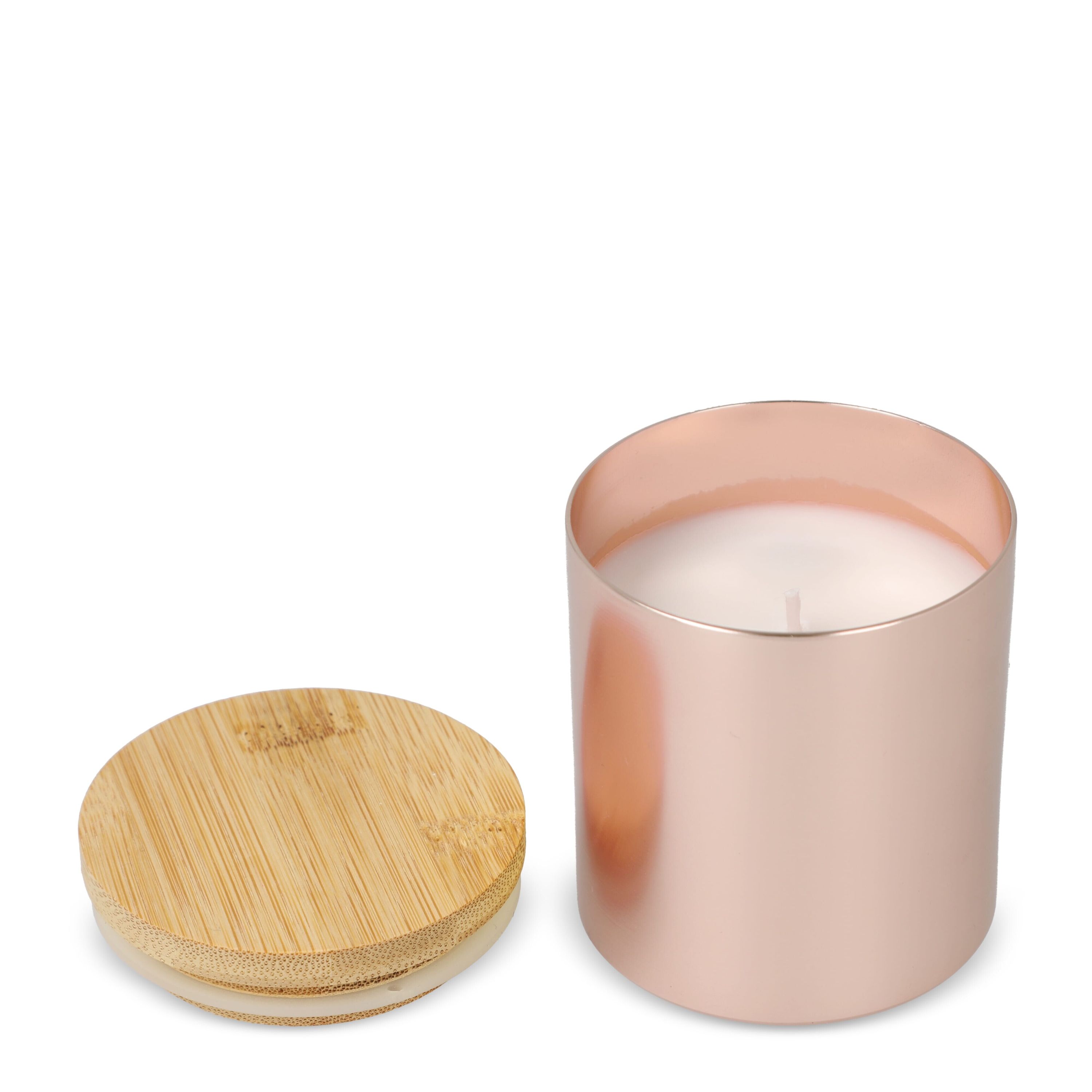 Bhakti-Duftkerze auf pflanzlicher Basis in recyceltem Aluminiumgefäß - rose gold-142