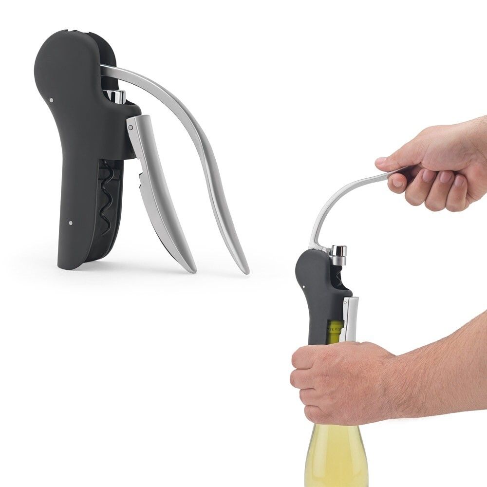 LAGREIN Korkenzieher aus ABS und Zink, mit automatischem Hebel - schwarz-488
