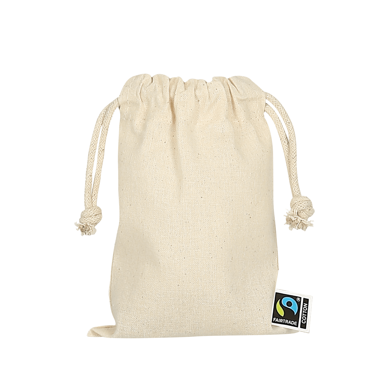 Zuziehbeutel aus Fairtrade Baumwolle, 10 x 14 cm - natur-552