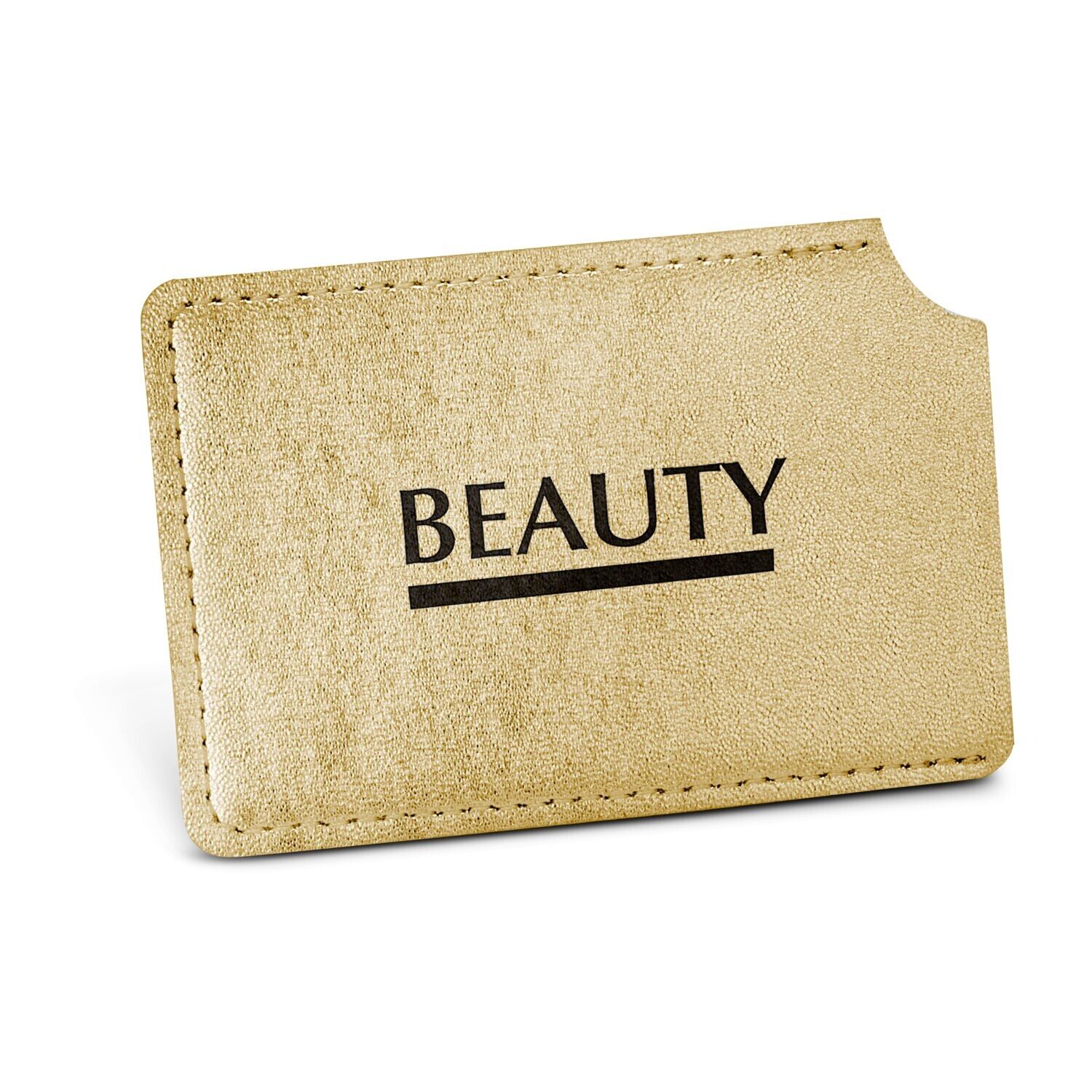 Taschenspiegel aus Edelstahl im Etui - gold-561