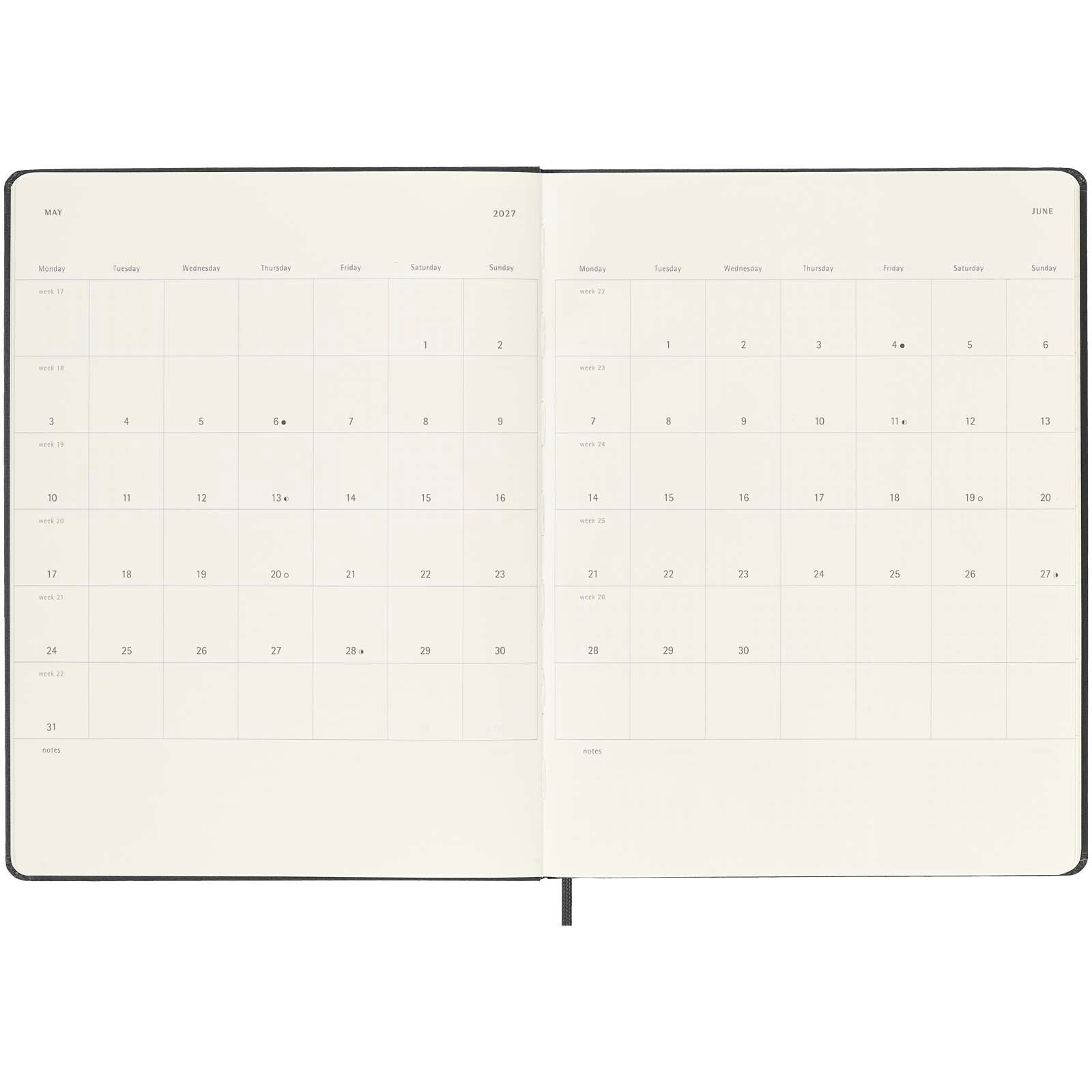 Moleskine Hardcover 12 Monate Wochenkalender XL - schwarz-22