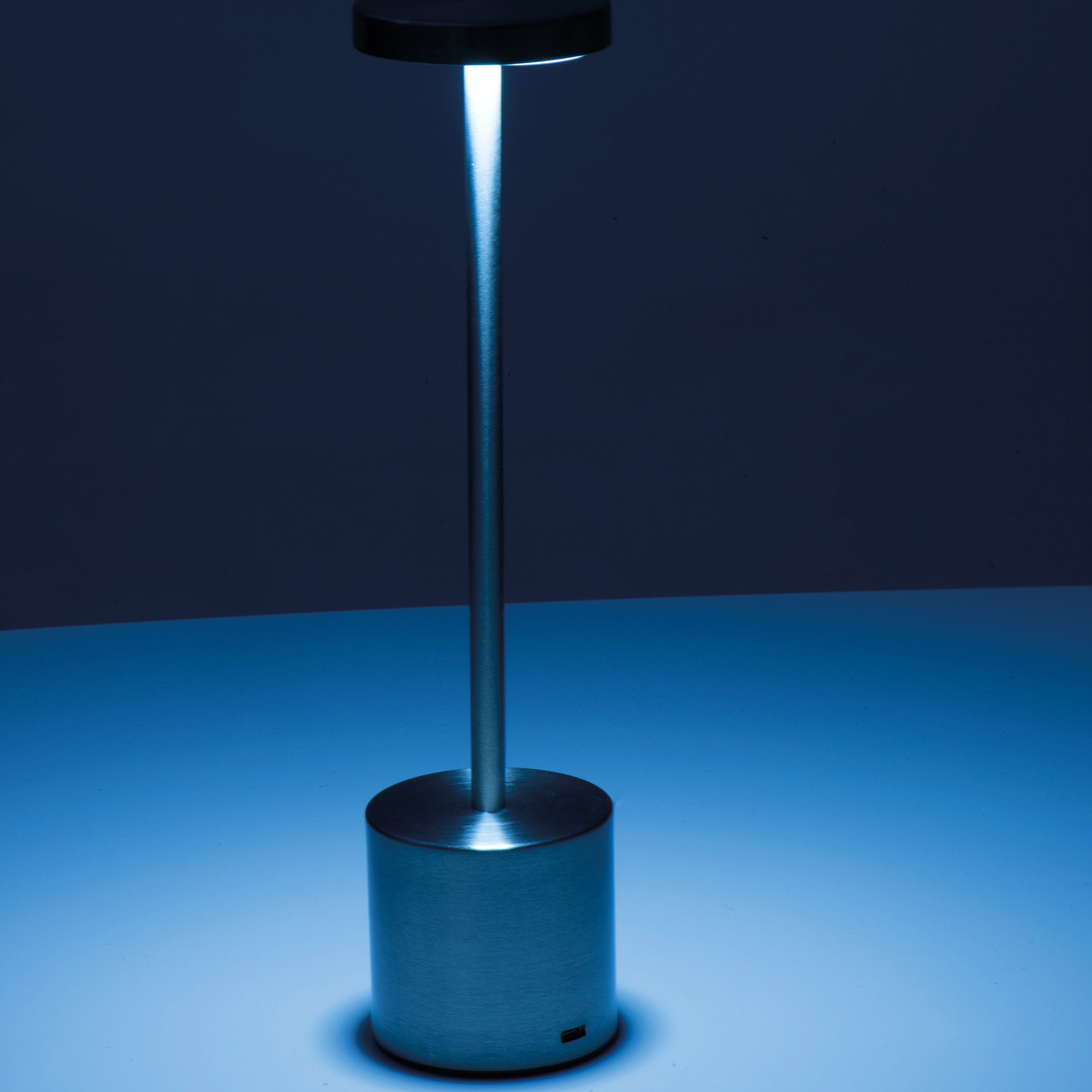 Tischlampe aus Edelstahl mit Akku  - silbergrau-49