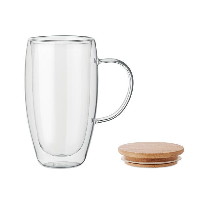 Doppelwandiger Glasbecher 450ml TEROL - transparent-365
