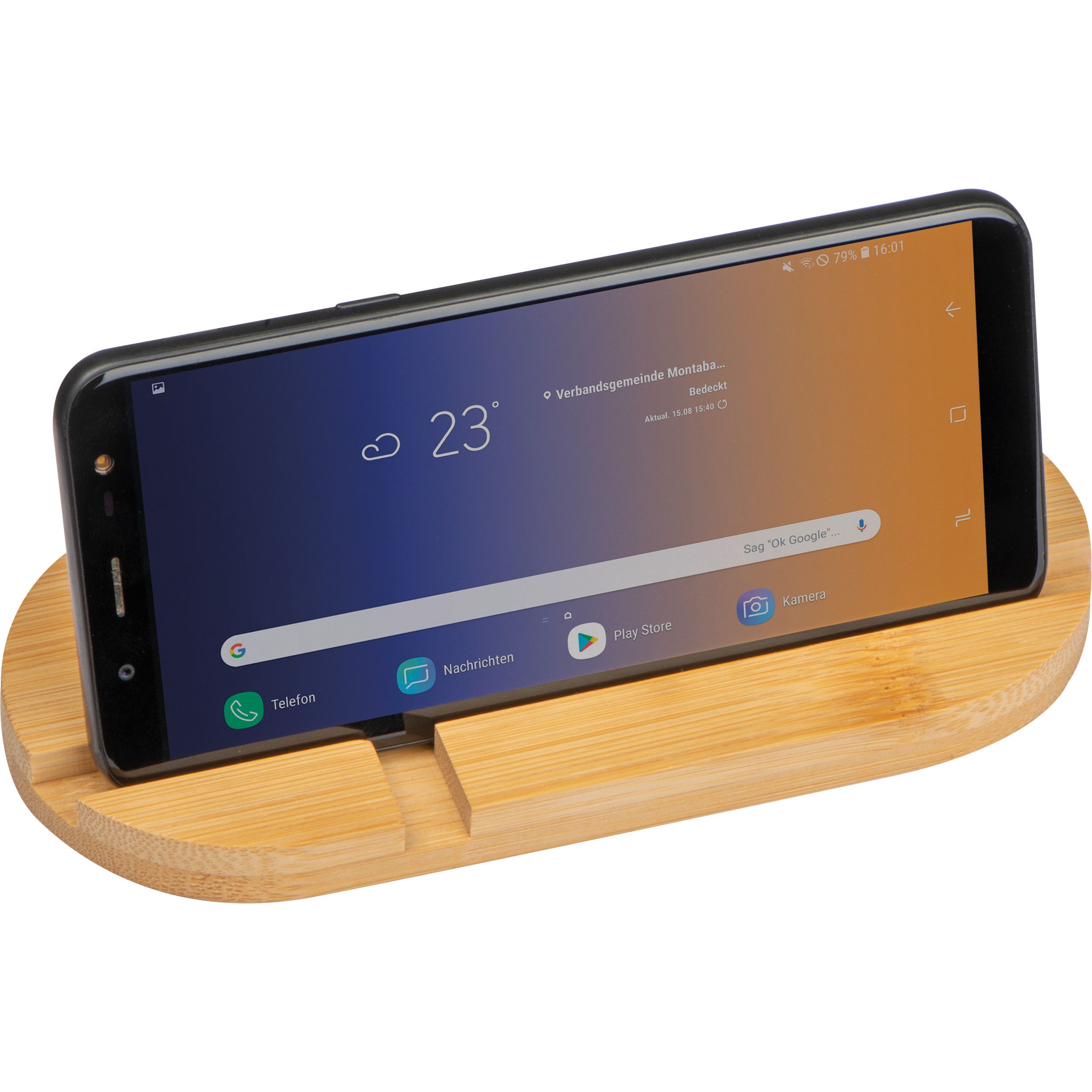 Tablet- und Smartphonehalter aus Bambus - beige-550