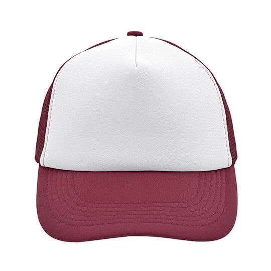 5-Panel Polyester Mesh Cap - white - burgundy-228