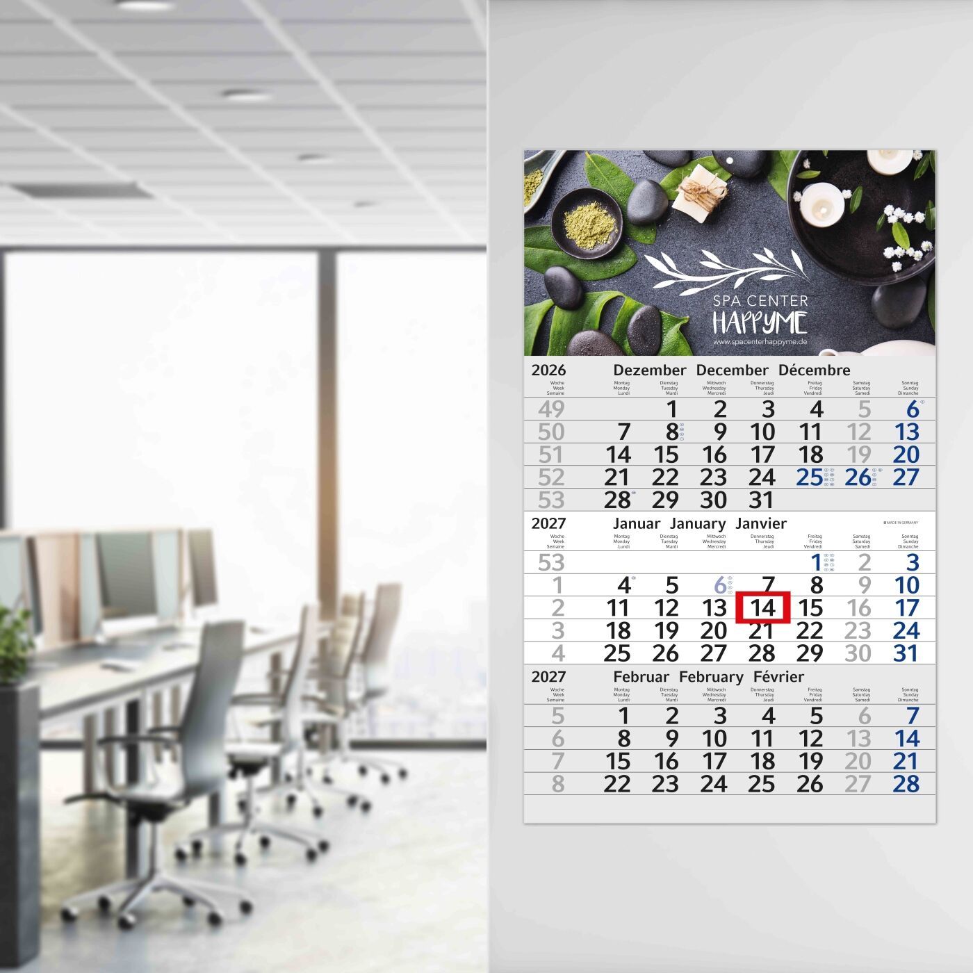 3-Monatskalender Einblatt Budget 3, blau-234