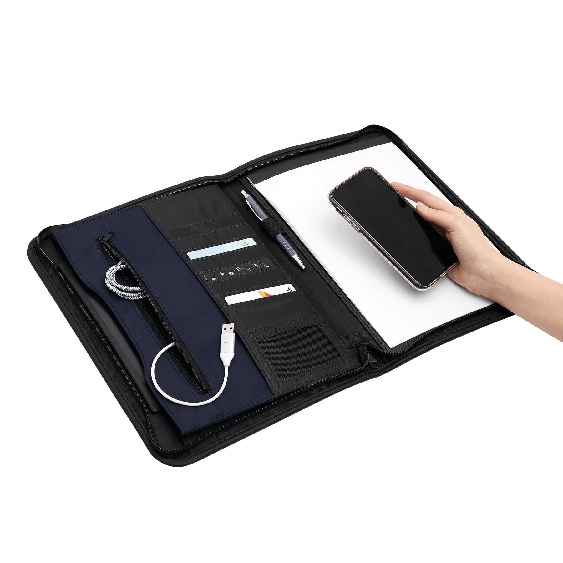 Konferenzmappe AVANTI ZIP im DIN-A4-Format - blau - schwarz-24