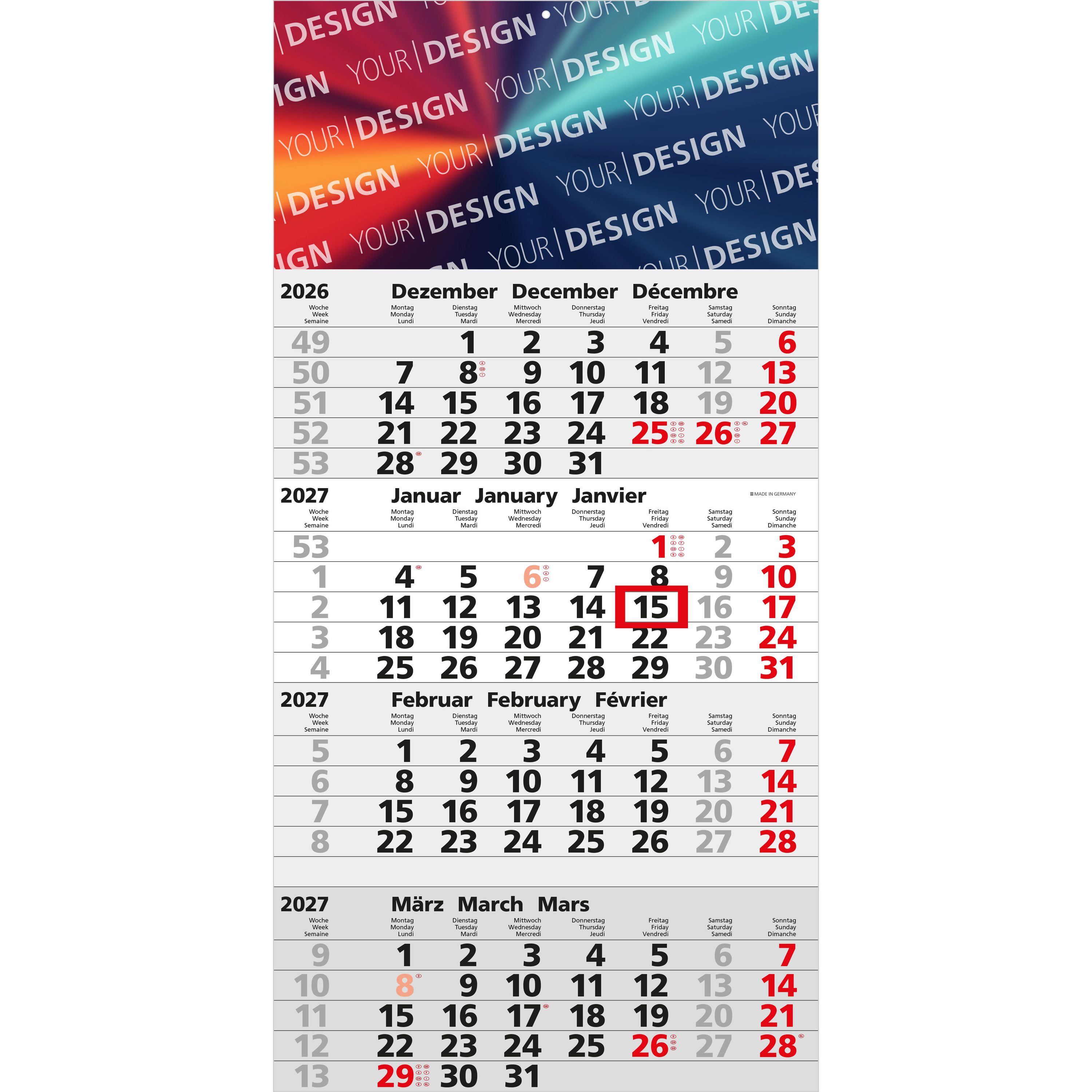 4-Monatskalender Einblatt Mega 4 Post A-655