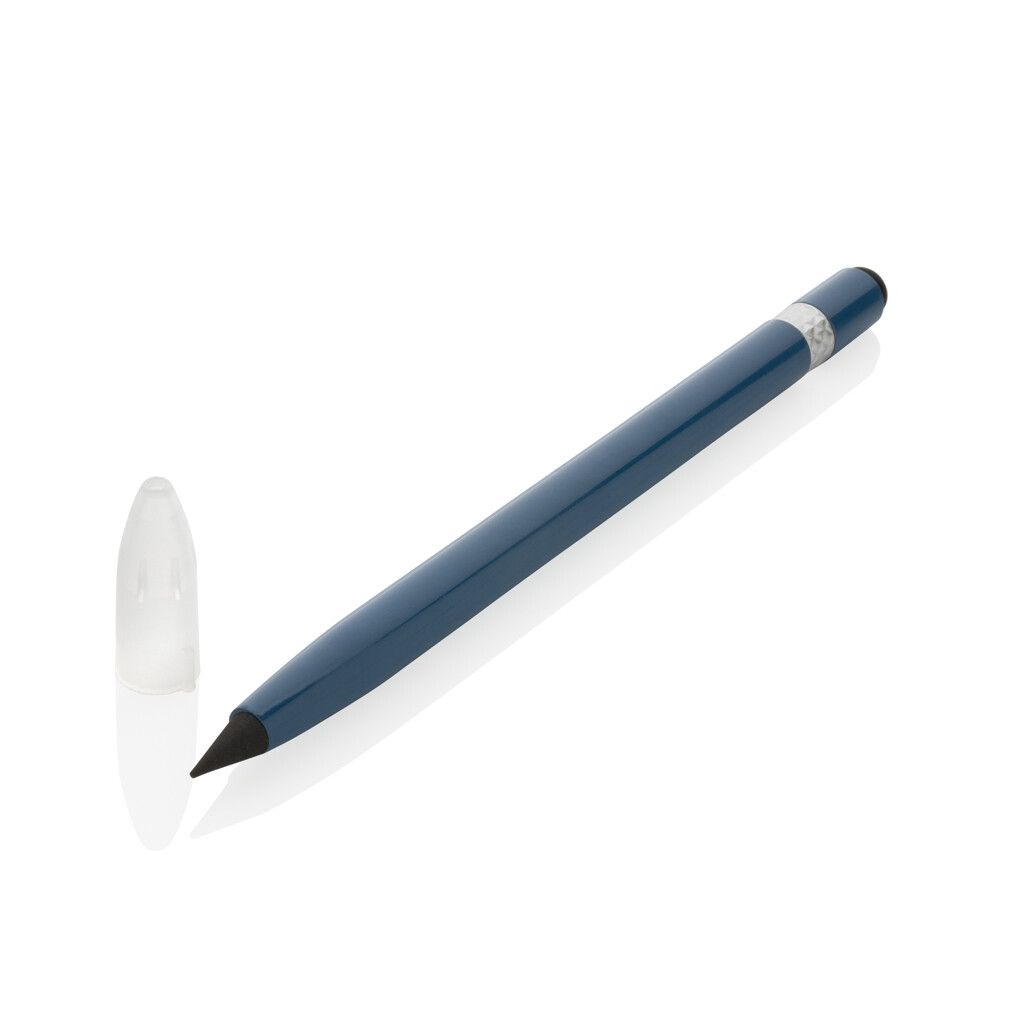 Tintenloser Stift aus Aluminium mit Radiergummi - blau-39