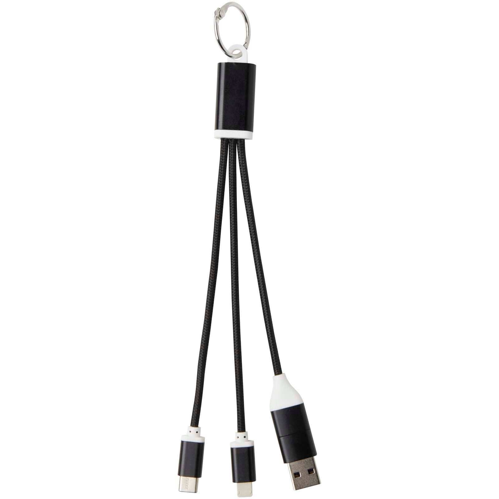 Metal 4-in-1 Ladekabel aus recyceltem Aluminium mit Schlüsselanhänger - schwarz-833