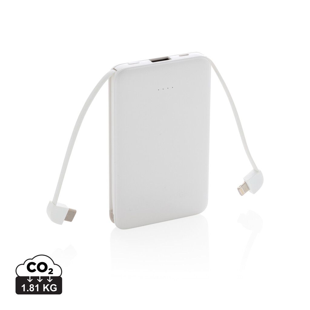 5.000 mAh Powerbank mit integriertem Kabel - weiß-843