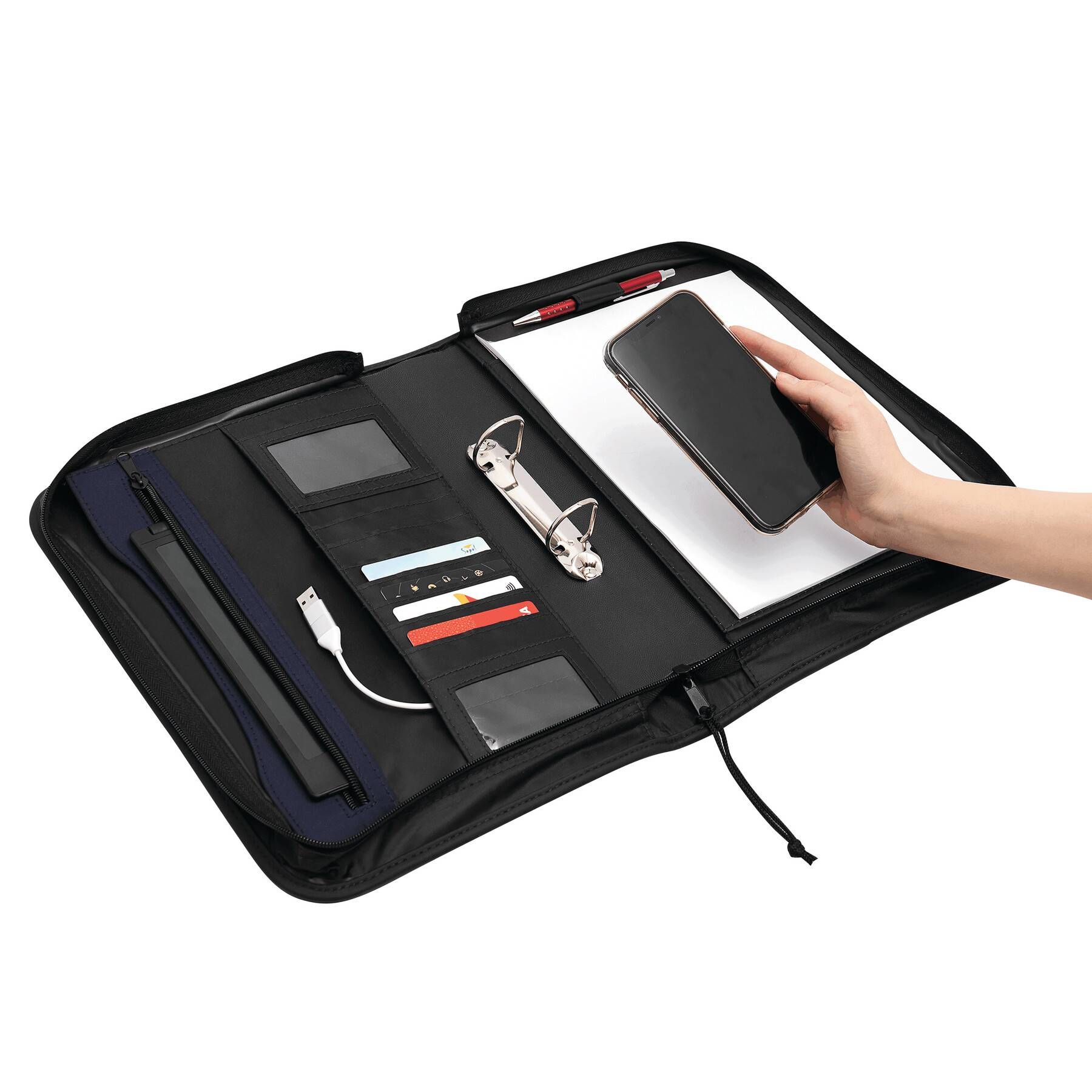 2-Ring-Dokumentenmappe AVANTI RING im DIN-A4-Format - blau - schwarz-208
