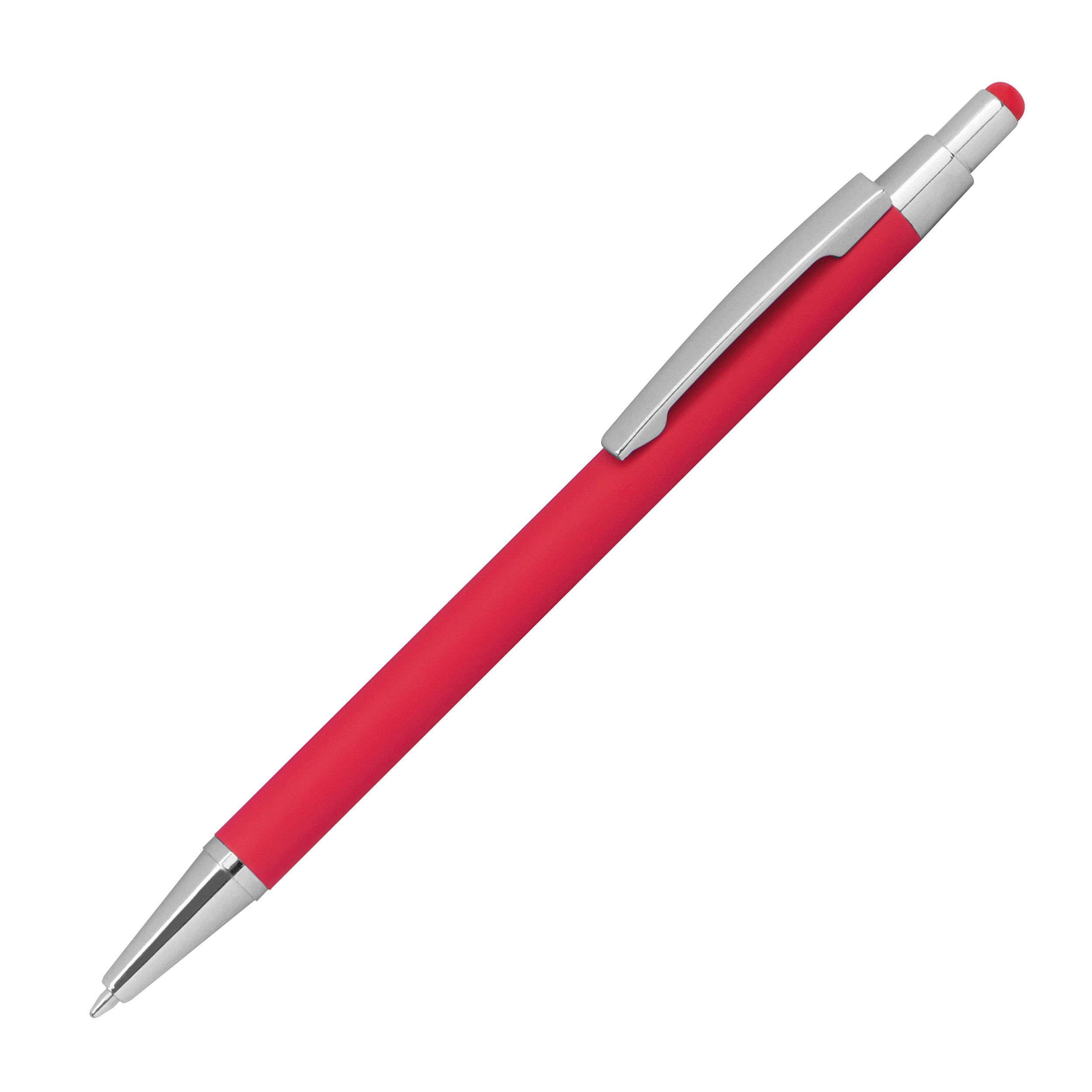 Kugelschreiber aus Metall mit Rubberfinish und Touchfunktion - rot-435