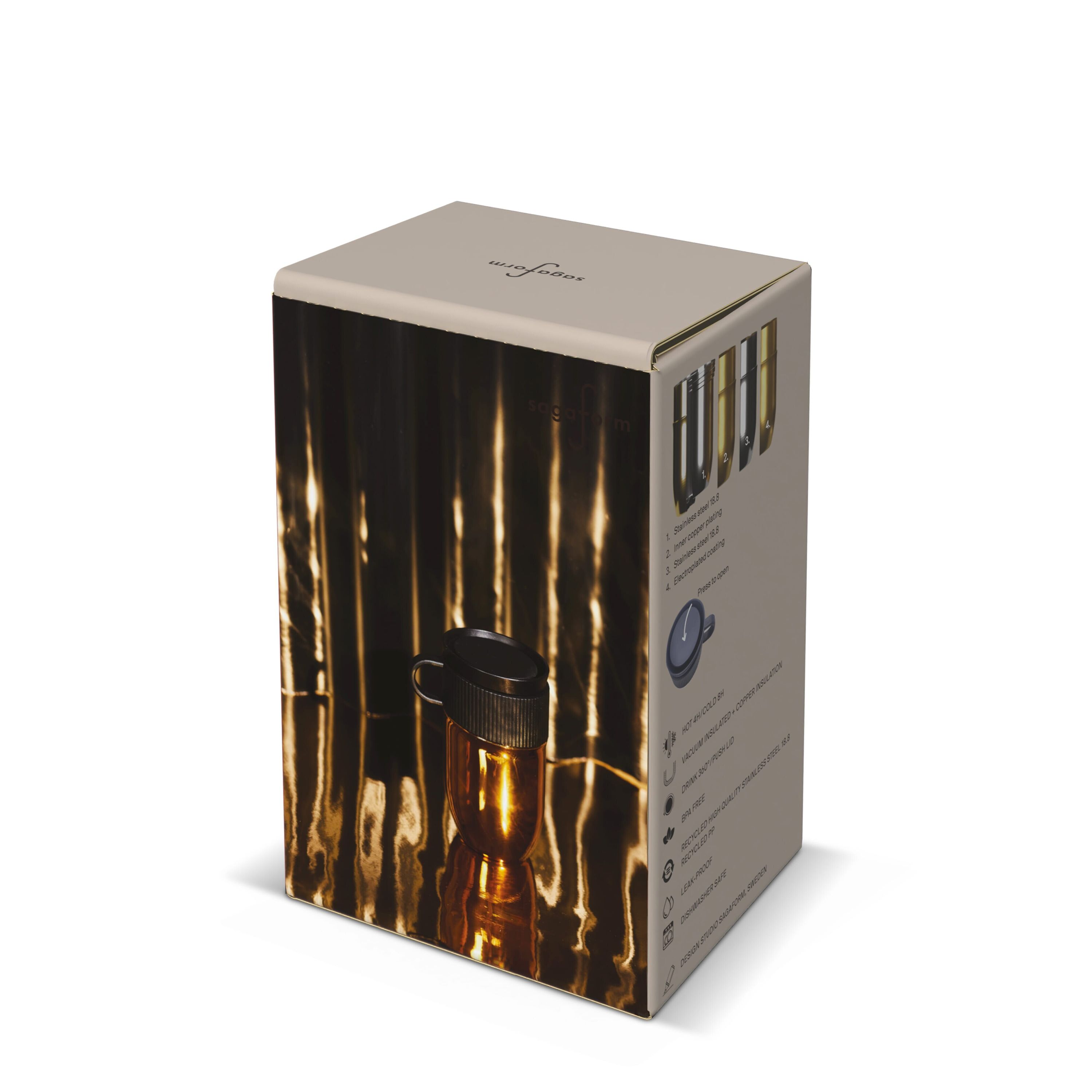 Sagaform Ted isolierter Becher, 280 ml auslaufsicher und spülmaschinenfest - gold-586