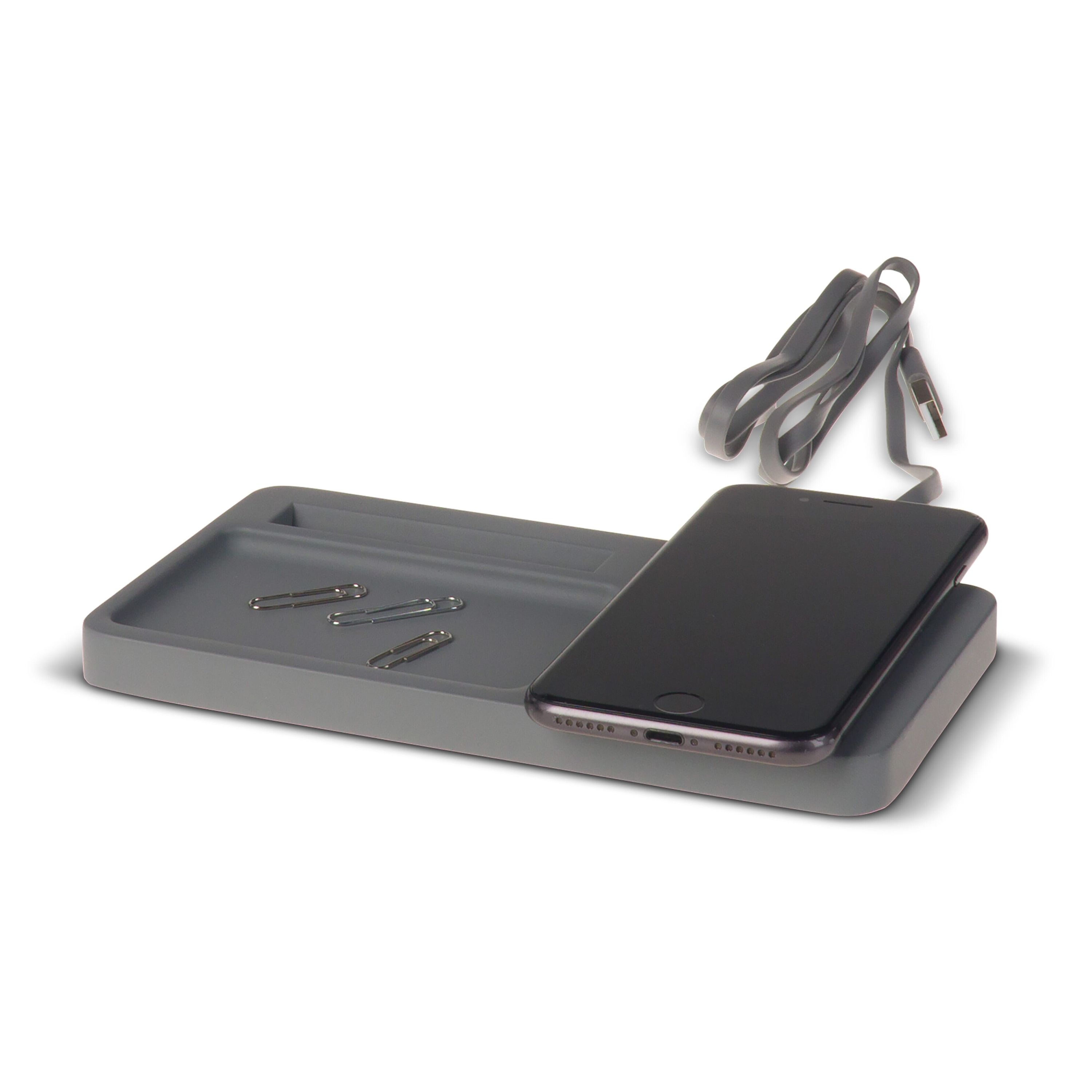 Limestone Desk organizer with wireless charger 5W - grau-287