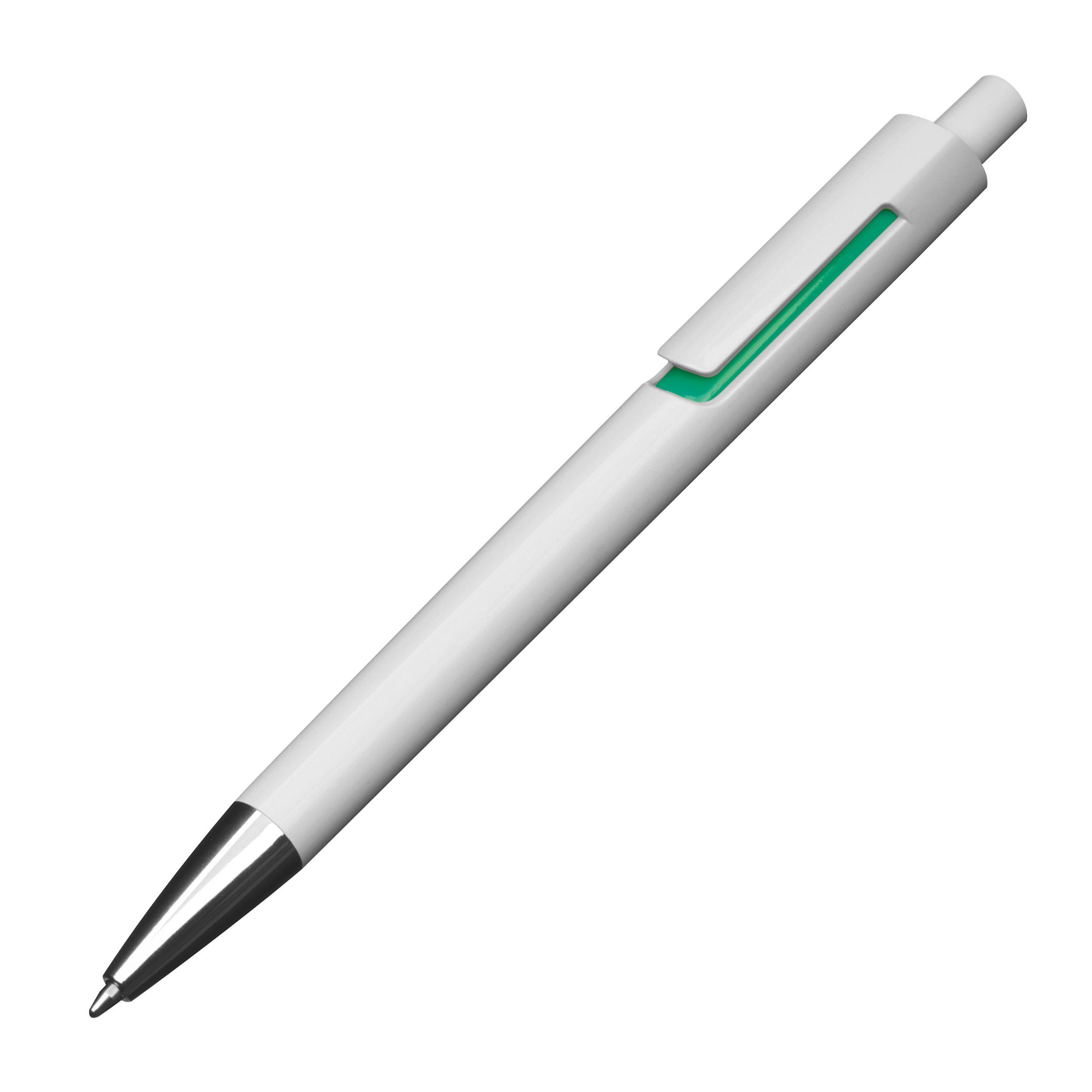 Weißer Kugelschreiber mit farbigen Applikationen  - grün-637