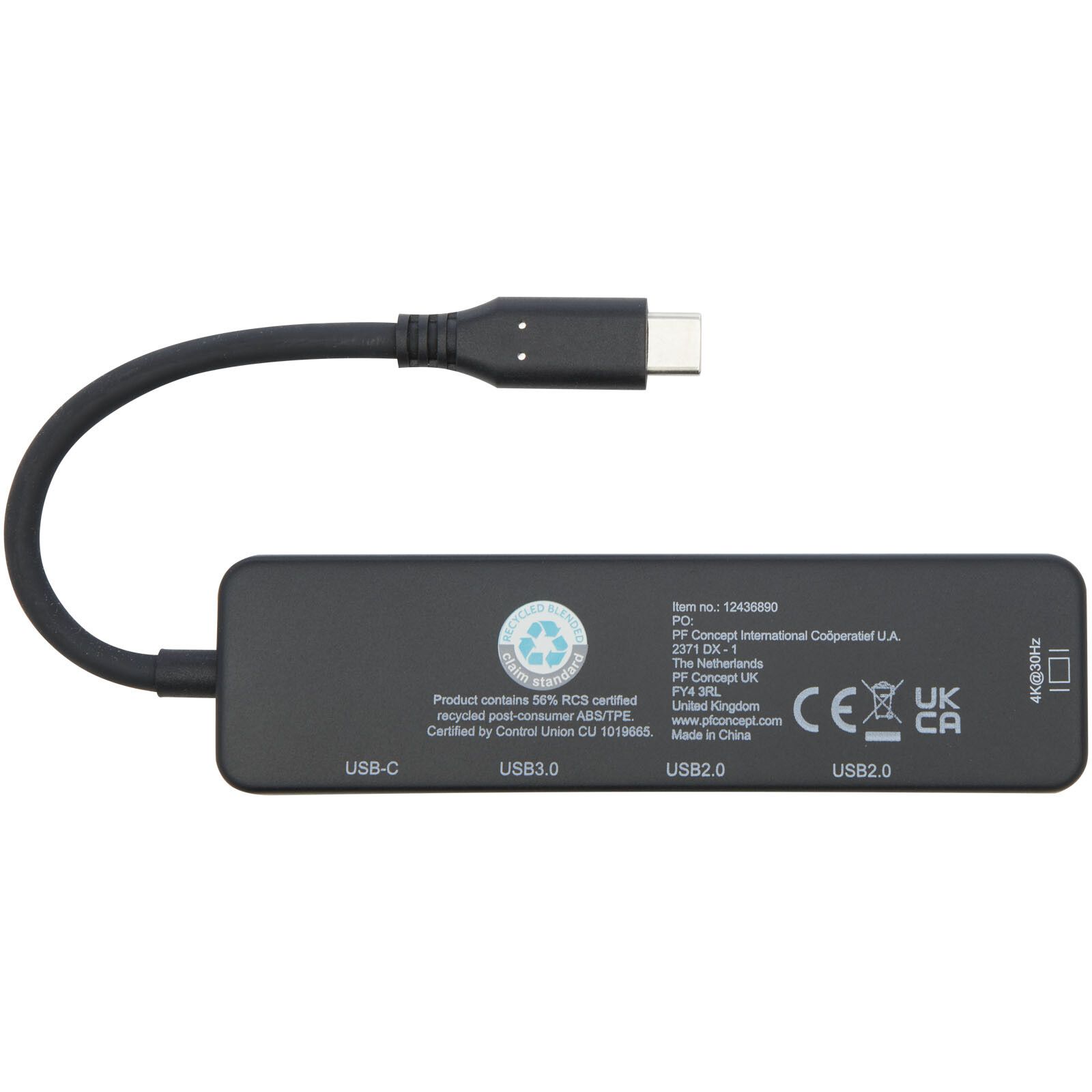 Loop Multimedia-Adapter aus recyceltem RCS Kunststoff USB 2.0-3.0 mit HDMI-Anschluss - schwarz-132
