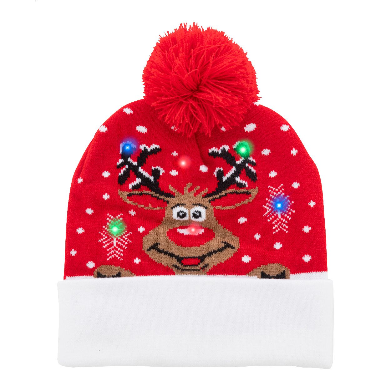 Norrsken Weihnachts-LED-Wintermütze, Rentier - rot-166