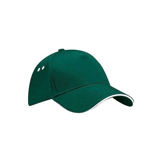 Ultimate 5 Panel Cap - Sandwich Peak - bottle green - white-165