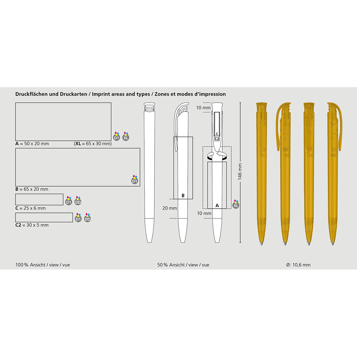 Druckkugelschreiber Jona transparent - dunkelblau transparent-246