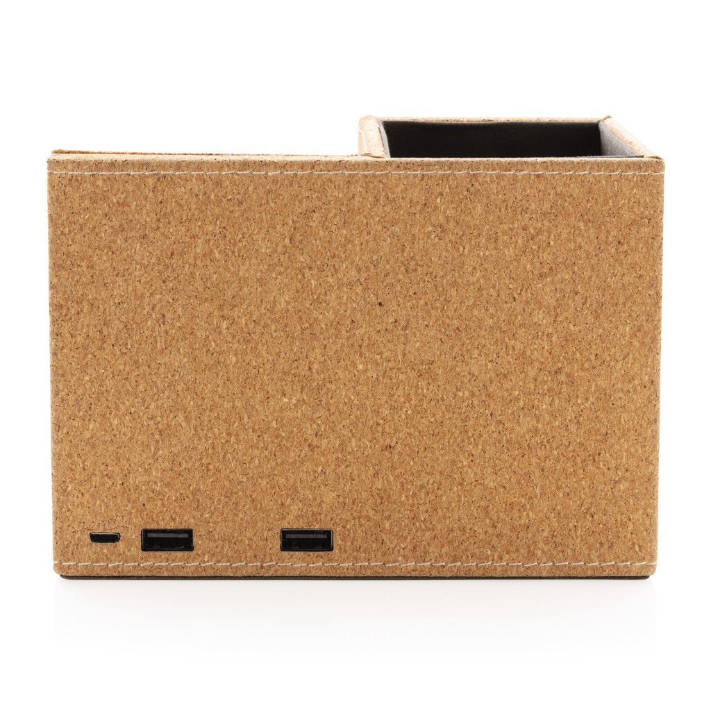 Kork Stiftehalter mit 5W Wireless Charger - khaki-912