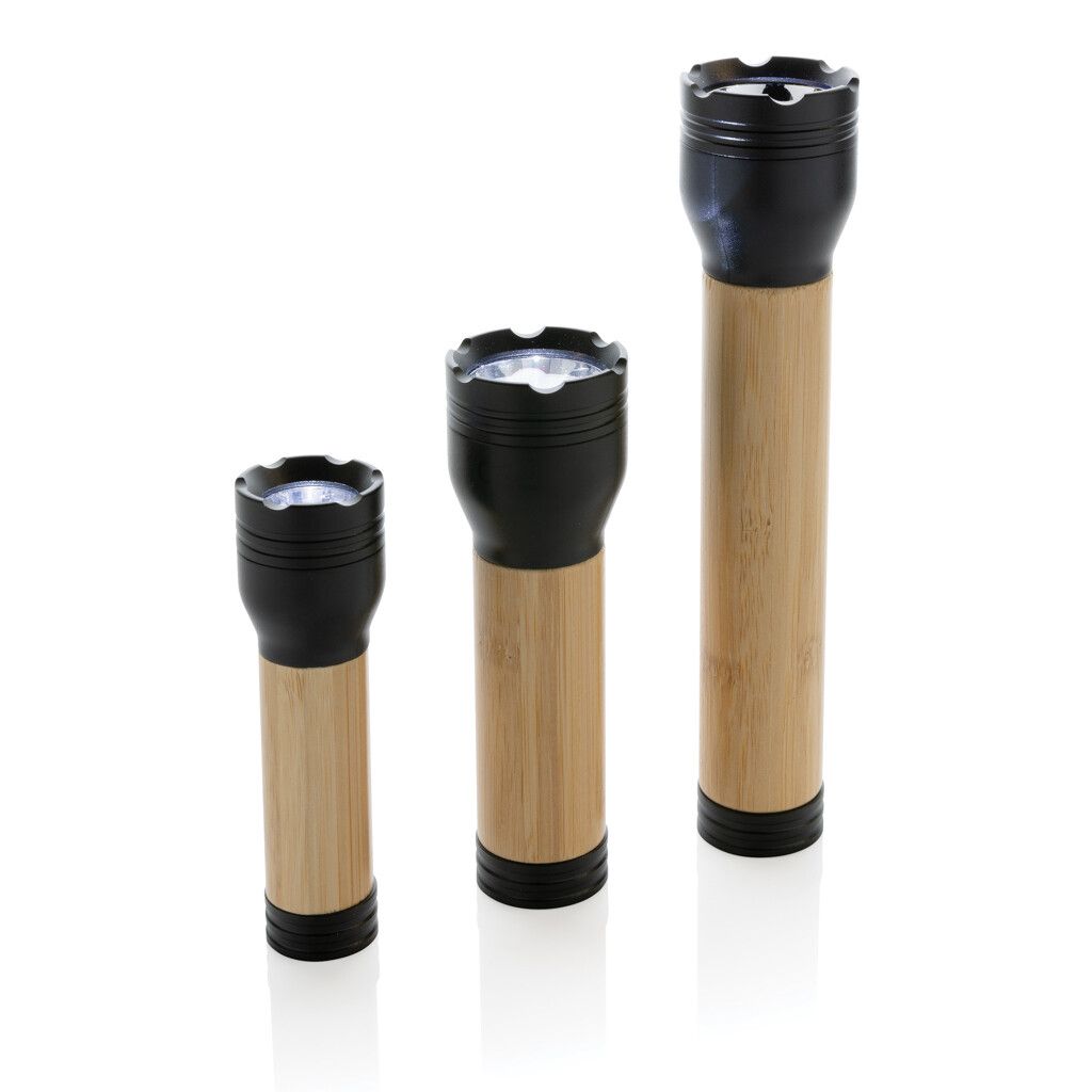 Lucid 3W Taschenlampe aus RCS recycelt. Kunststoff & Bambus - schwarz-495